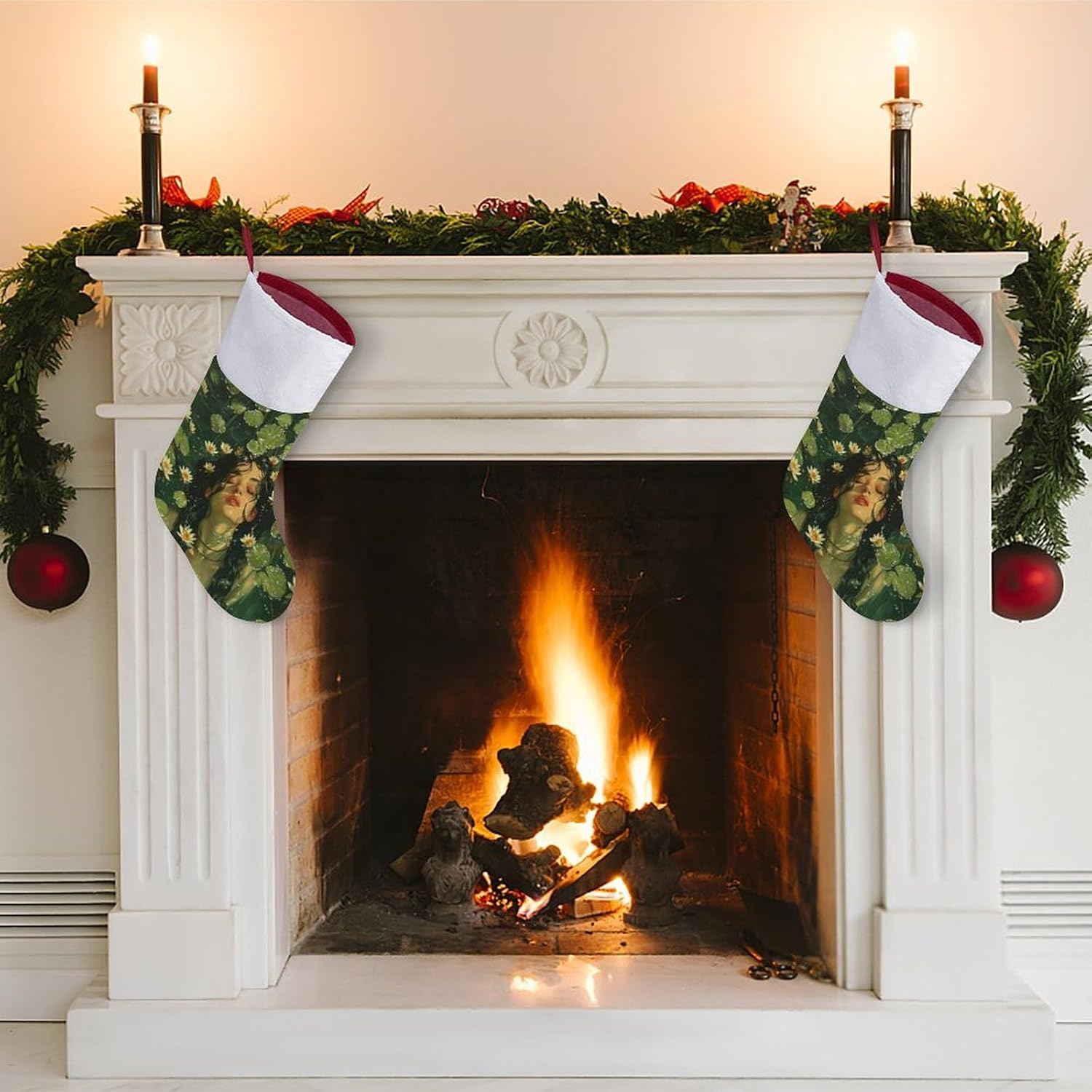Victorian Woman Christmas Stockings Christmas Socks image 4