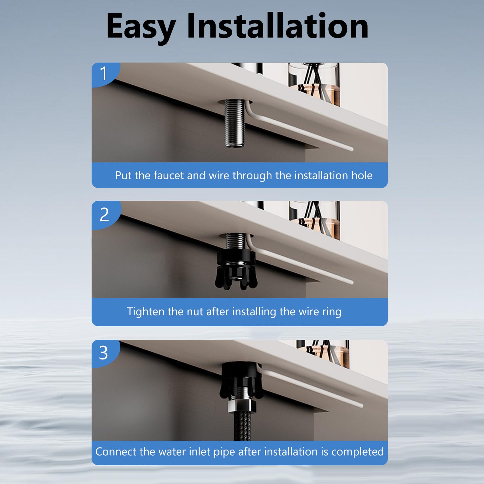 Wakects Electric Water Heater Tap, 3300W Stainless Steel Hot Water Faucet with LED Display for Bathroom Kitchen - Image 4