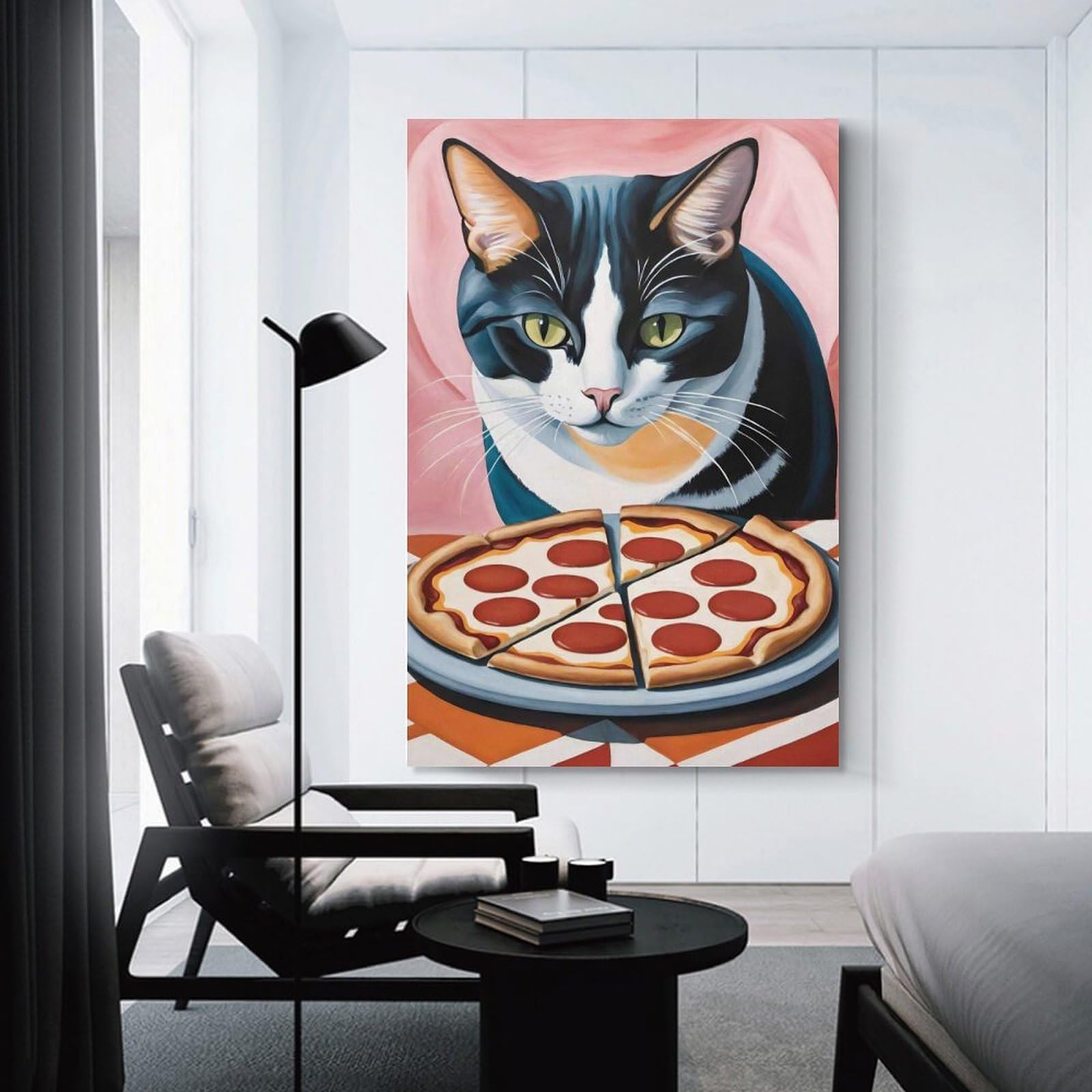Junmoney Pepperoni Pizza Canvas Wall Art, 20x30inch(50x75cm), for Living Room, Bedroom Or Home Office, A Wall Art Gift for Fresh Interiors