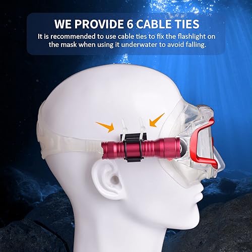 Miniatura 5 de ORCATORCH D560 - Mini linterna de buceo con máscara de buceo de 650 lúmenes, linterna de buceo con clip de máscara giratorio de 360, faro de