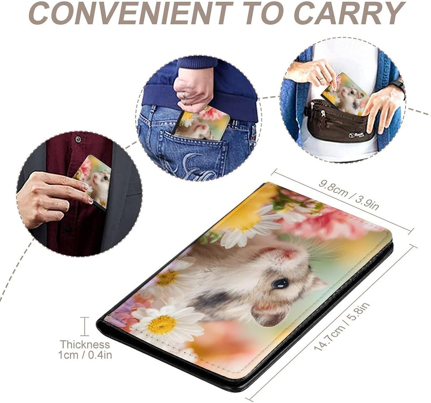Cute Hamster Passport Holder Travel Passport Cover Portable Passports Wallet for Travel Business