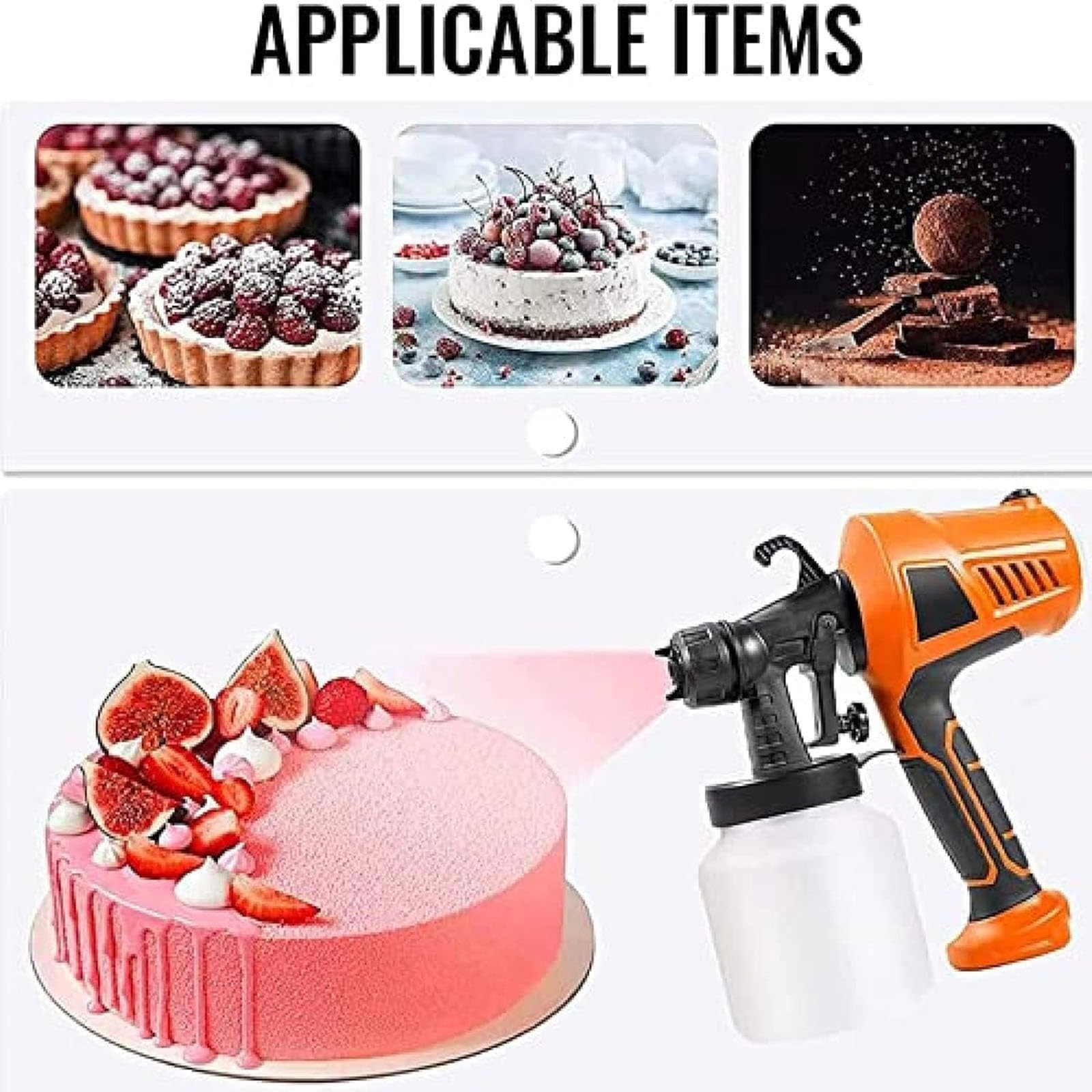 Pistola per Cioccolato Elettrica,500 W, per Decorare Torte, con 3 Motivi per,Aerografo per Decorazione Torte e Pasticceria, Spruzzatore per Burro di Cacao e Mousse