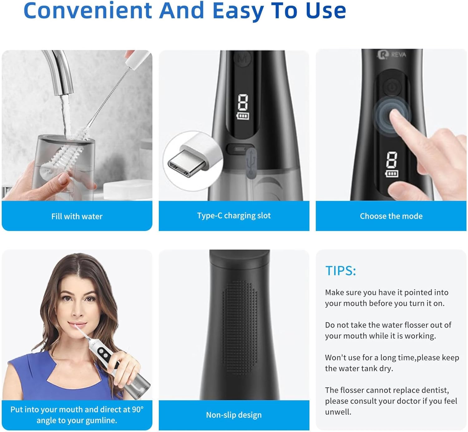 Professional Water Dental Flosser for Teeth & Braces - 9 Modes Cordless Oral Irrigator, 350ML Large Reservoir, 360° Nozzle, IPX7 Waterproof, Rechargeable, Dental Floss Tool (M131 - Black)
