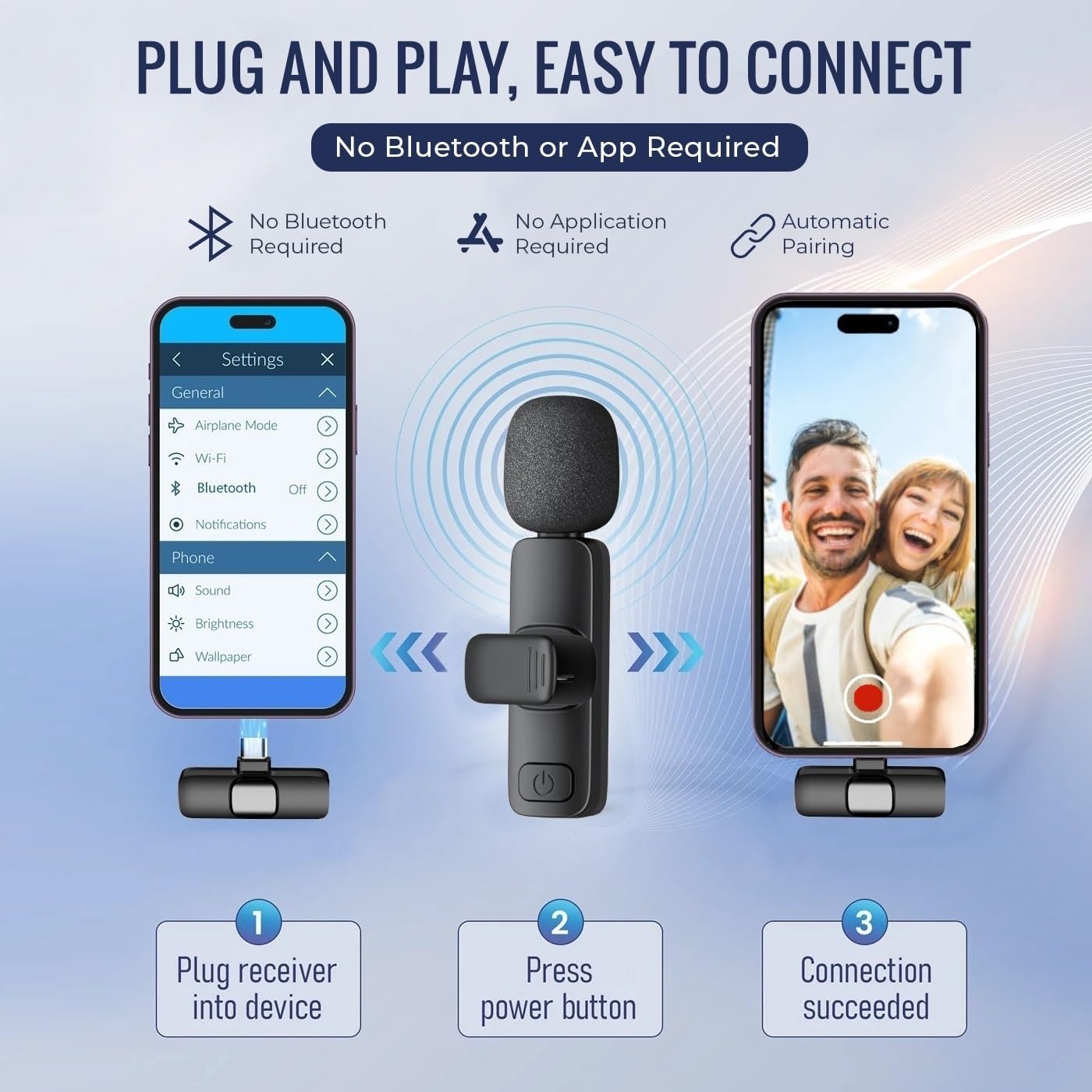GLOBAL TECH Wireless Lavalier Microphones for iPhone/Android Phones/iPad/Tablets - Image 2