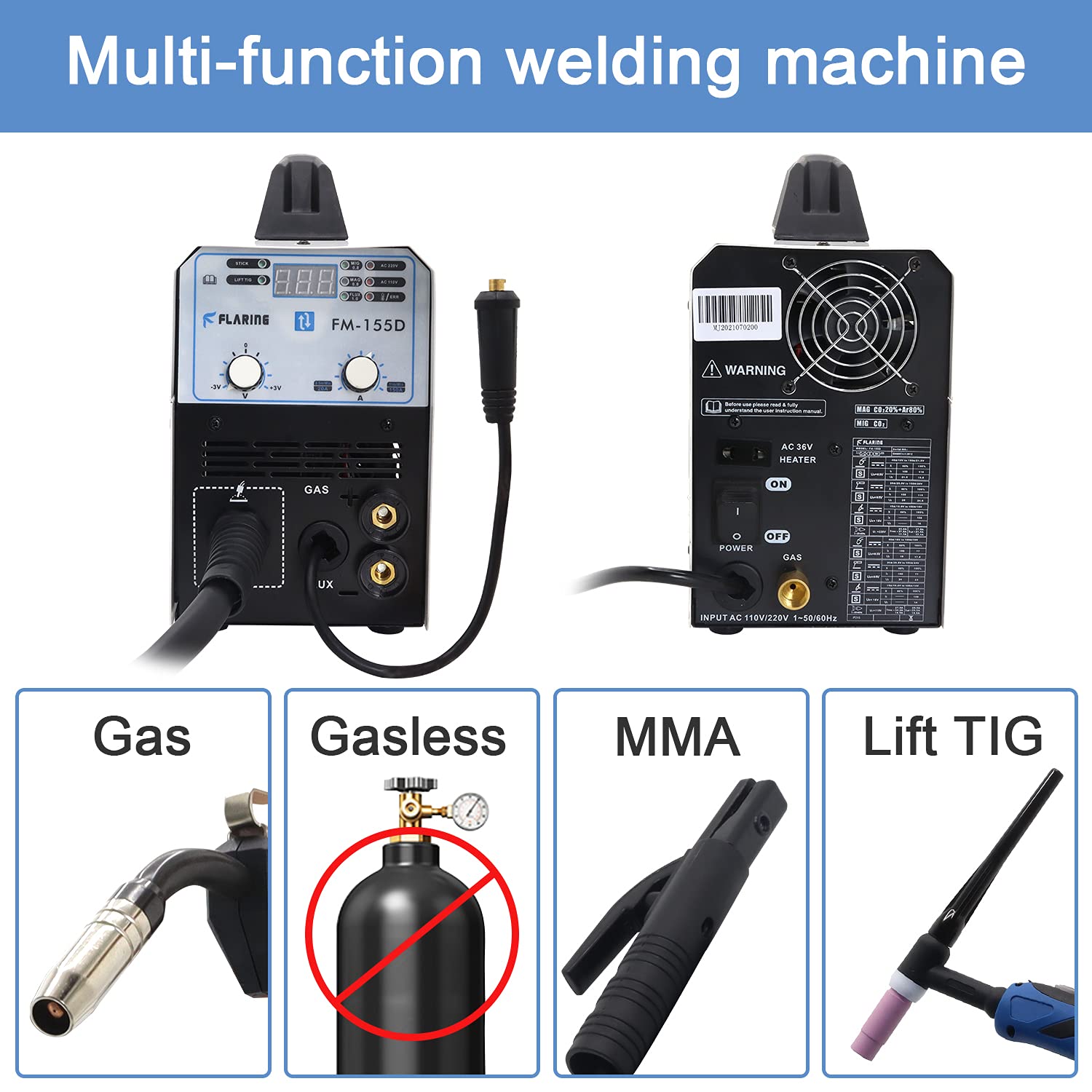 FLARING Mig Welder Machine Flux Core Automatic Feed Stick ARC/MMA/LIFT TIG/MIG Welding Machine