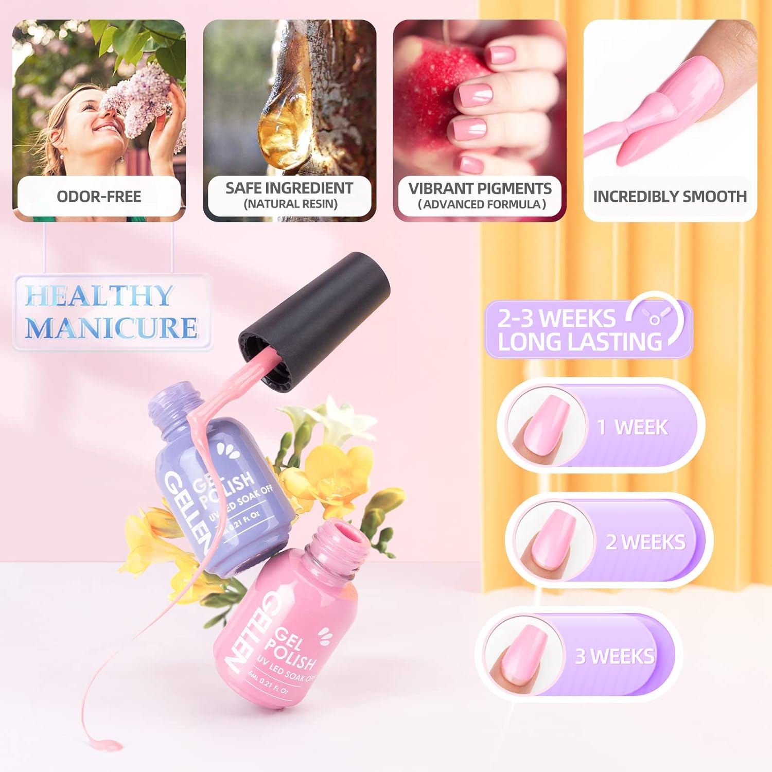 Gellen Gel Nail Polish Kit, 60 Colors Fall Winter Gel Polish, Soak Off Gel Nail Kit, Professional Manicure Set For Salon Use, Christmas Gift, DIY Nail Art Decoration, Pastel Neutral Nail Polish Colors : Beauty & Personal Care
