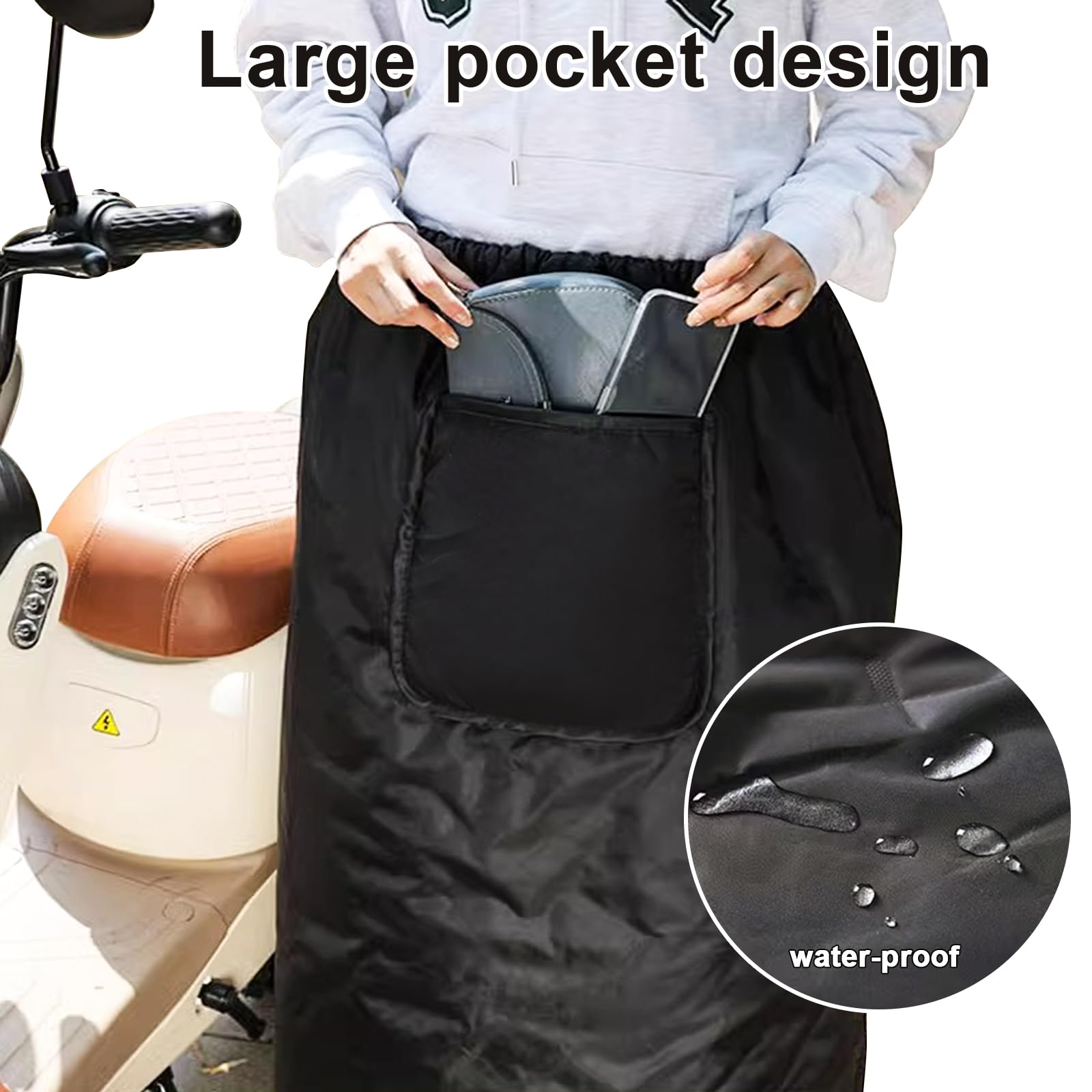 Tablier Scooter Universel, Protection Couvre Jambe pour Moto, Scooter Couverture Chaude Hiver Coupe-Vent Imperméable Jambes Scooter, Housse Protection Contre Le Froid et la Pluie (L)