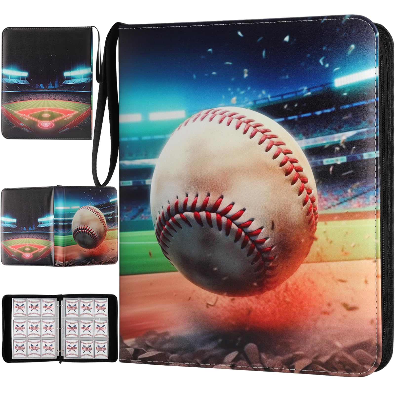 Amazon.com: Baseball Card Binder with Sleeves, 900 Pocket Baseball Card  Holder for Trading Cards, 9 Pocket with 50 Removable Sleeves Zipper Book  Folder Collector Album 3 Ring Binder Organizer Storage Kids Gift :  Everything Else