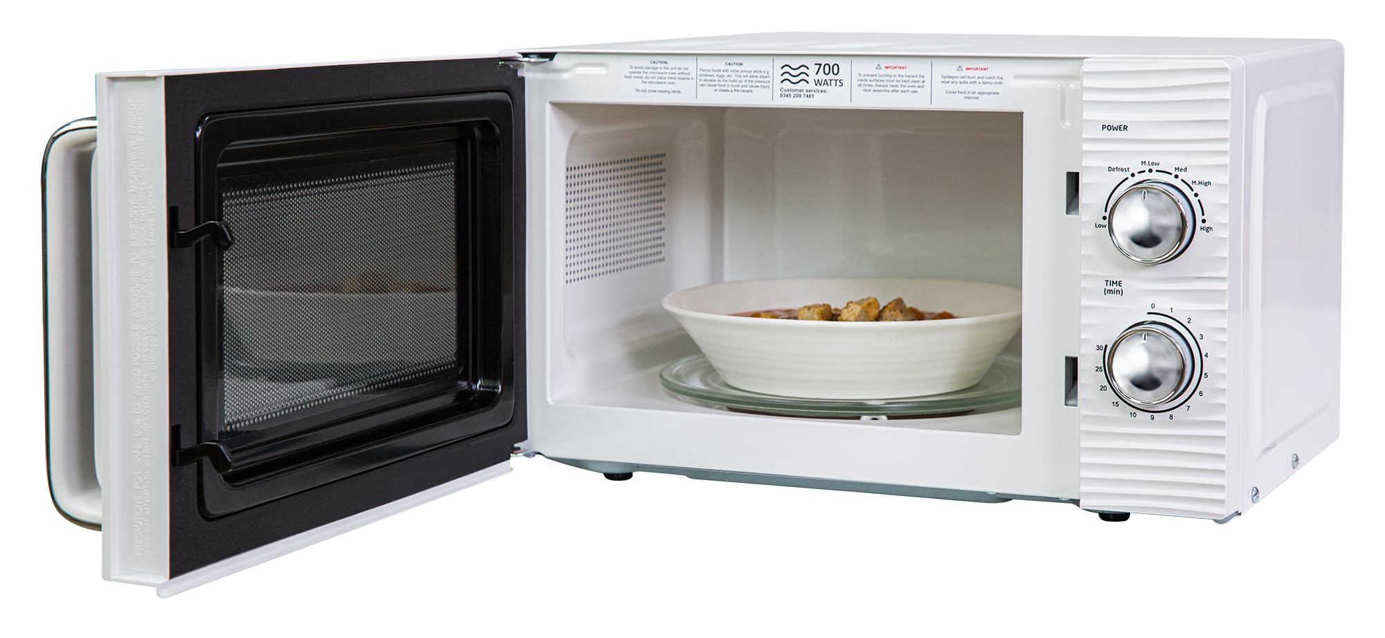 Ręczny piec mikrofalowy Russell Hobbs RHM1731 Inspire 17 l i 700 W, biały, z 5 poziomami mocy, timerem, funkcją rozmrażania, łatwy do czyszczenia.