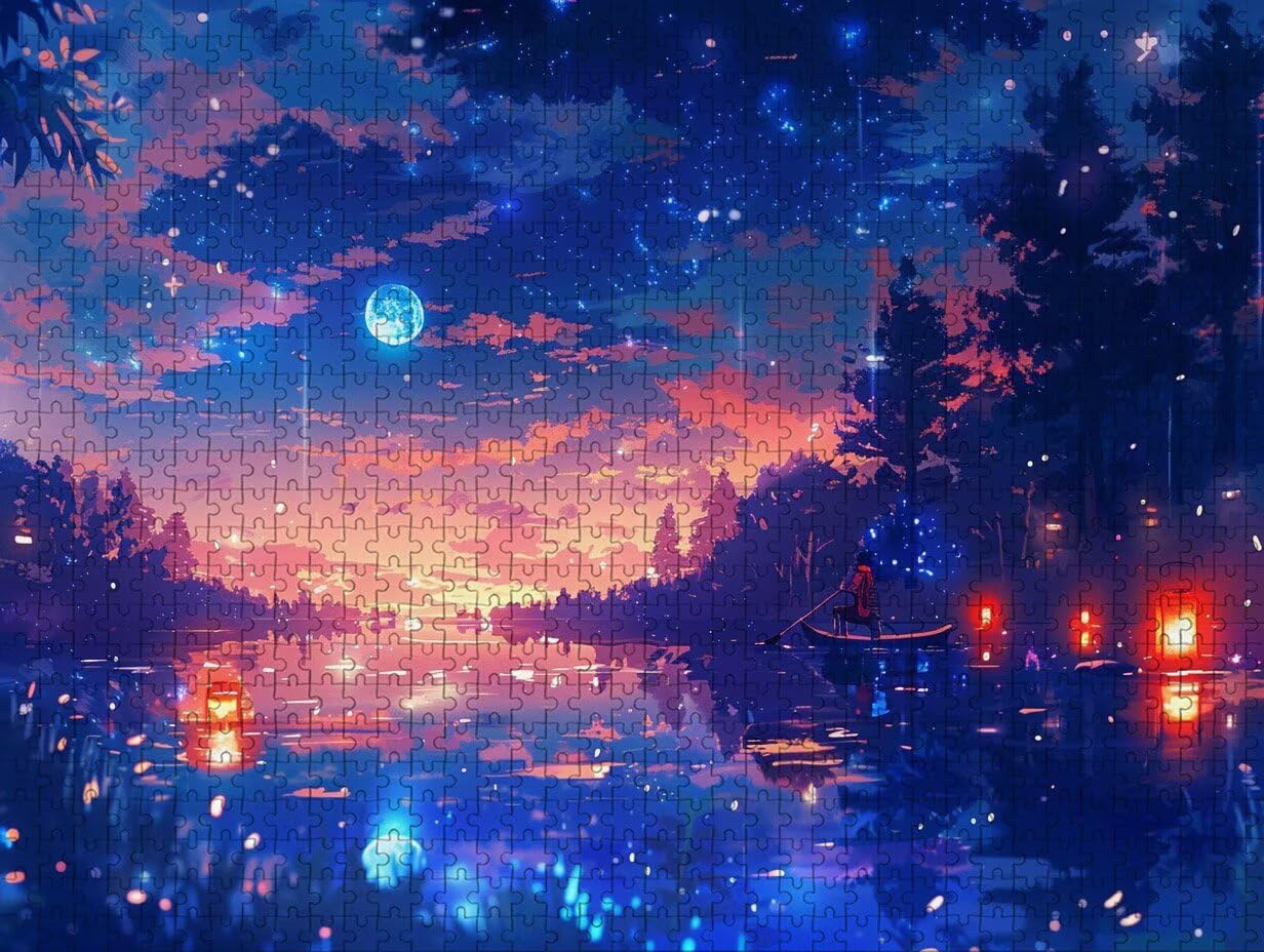 Puzzle Sztuka z księżycowym pudełkiem, gwiaździste niebo drewniane puzzle 3000 sztuk dorosłych 122 x 81 cm, łamigłówka, zajęcia rozrywkowe na wysokim poziomie trudności, układanka dla całej rodziny