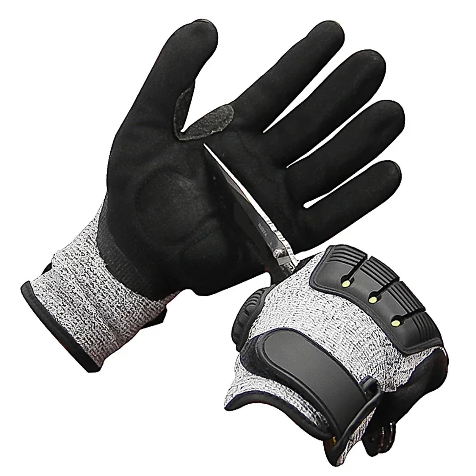 Compatible con guantes de seguridad anticorte TPR mecánicos Antivibración Antigolpes Anticolisión for ciclismo y rescate al aire libre(L)
