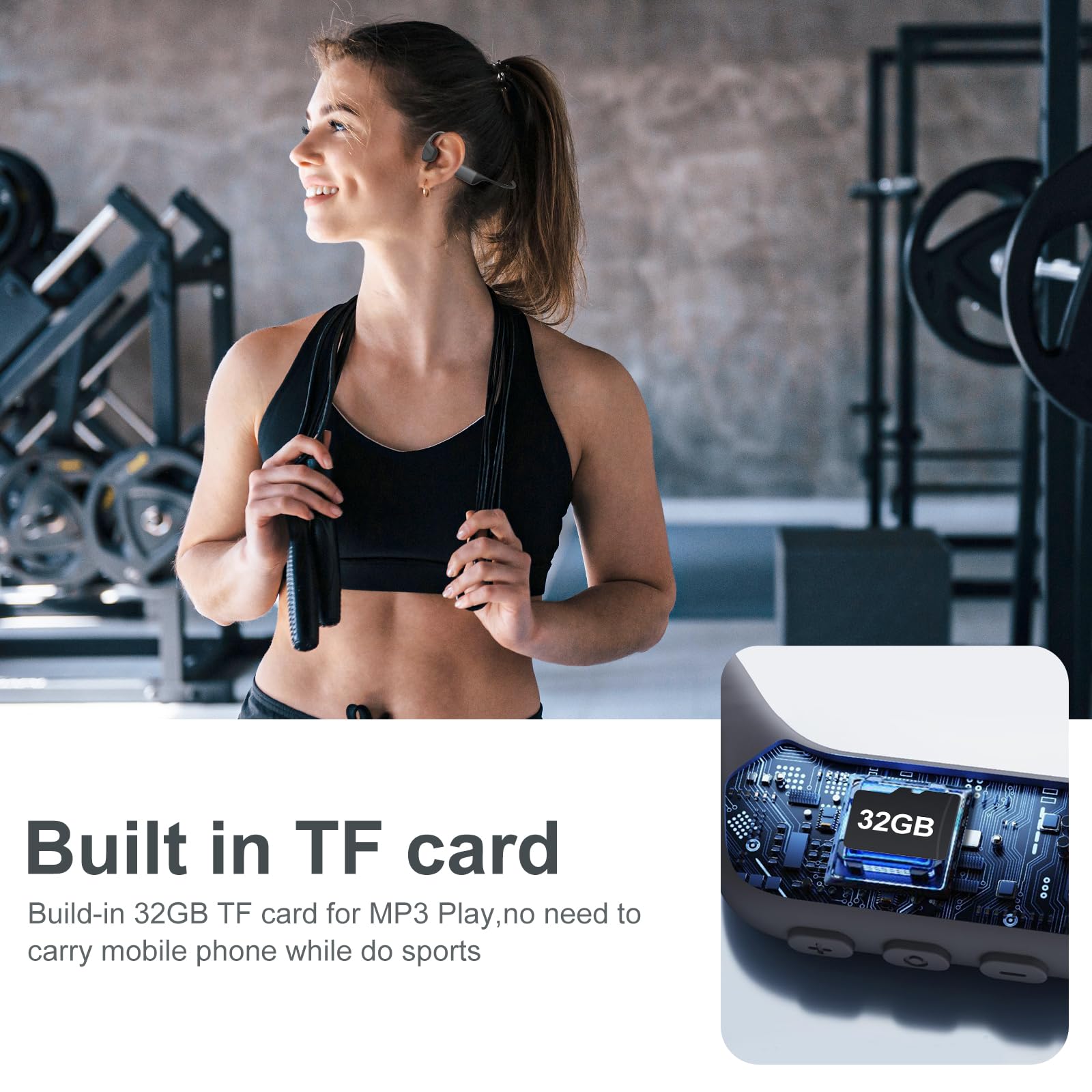 Cuffie Conduzione Ossea Nuoto,Impermeabilità IP68,Auricolari Wireless Bluetooth 5.4 con Microfono, Lettore musicale e Memoria 32GB Integrata Open Ear Auricolari Bluetooth per Corsa,Nuoto (Black)