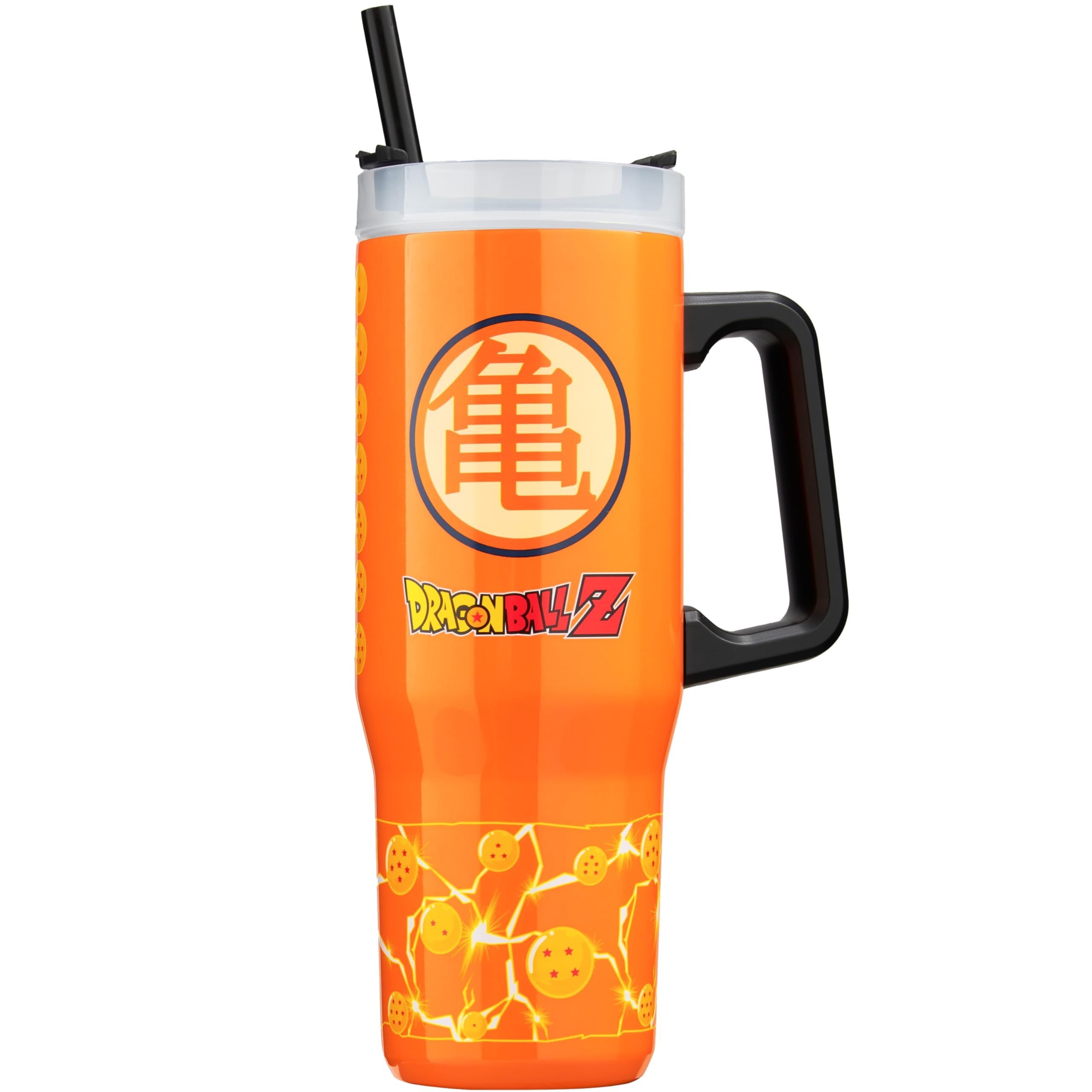 Get Trend Dragon Ball Z Tazza Termica con Manico e Cannuccia 920ml, Borraccia Termica Acciaio Inox a Doppia Parete Senza BPA, 42H Ghiaccio, 12H Freddo e 8H Caldo, Anti Perdita (Arancione Dragon Ball)