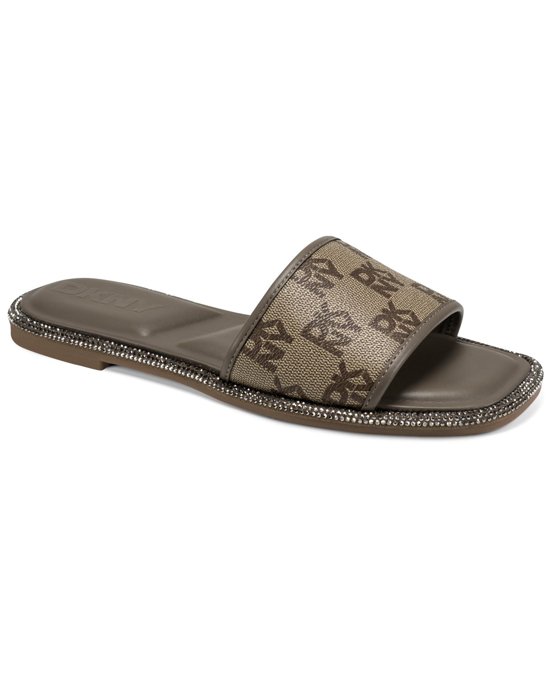 DKNY Women's Badin Flat 5 mm Slide Sandal, Chino, 37.5 EU