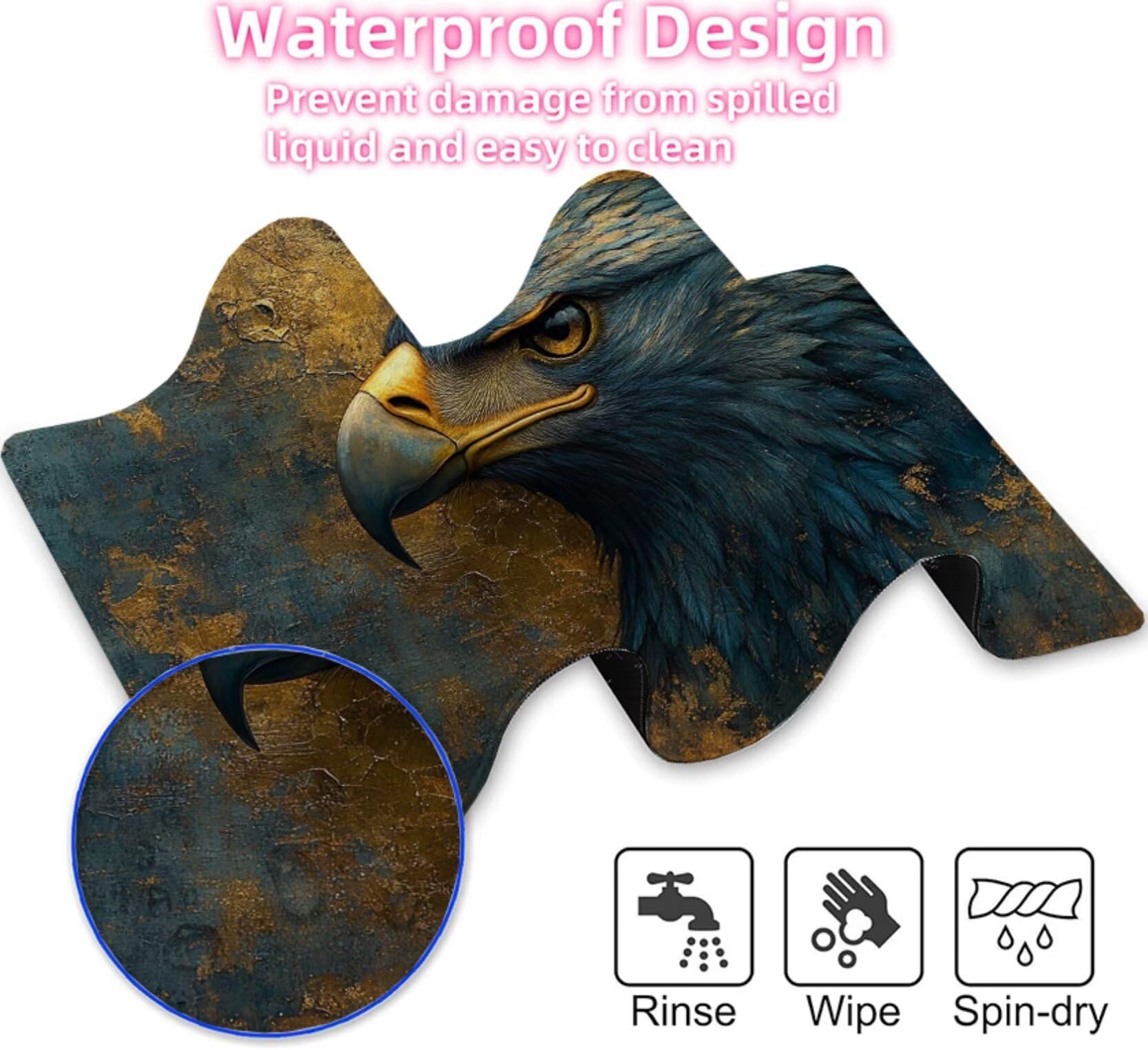 Podkładka pod mysz Eagle w stylu retro XXL 1500 x 800 x 3 mm pod ręką akcesoria do gier, podkładka pod mysz do klawiatury z przeszytymi krawędziami i antypoślizgowym tyłem, wysoka precyzja i szybkość