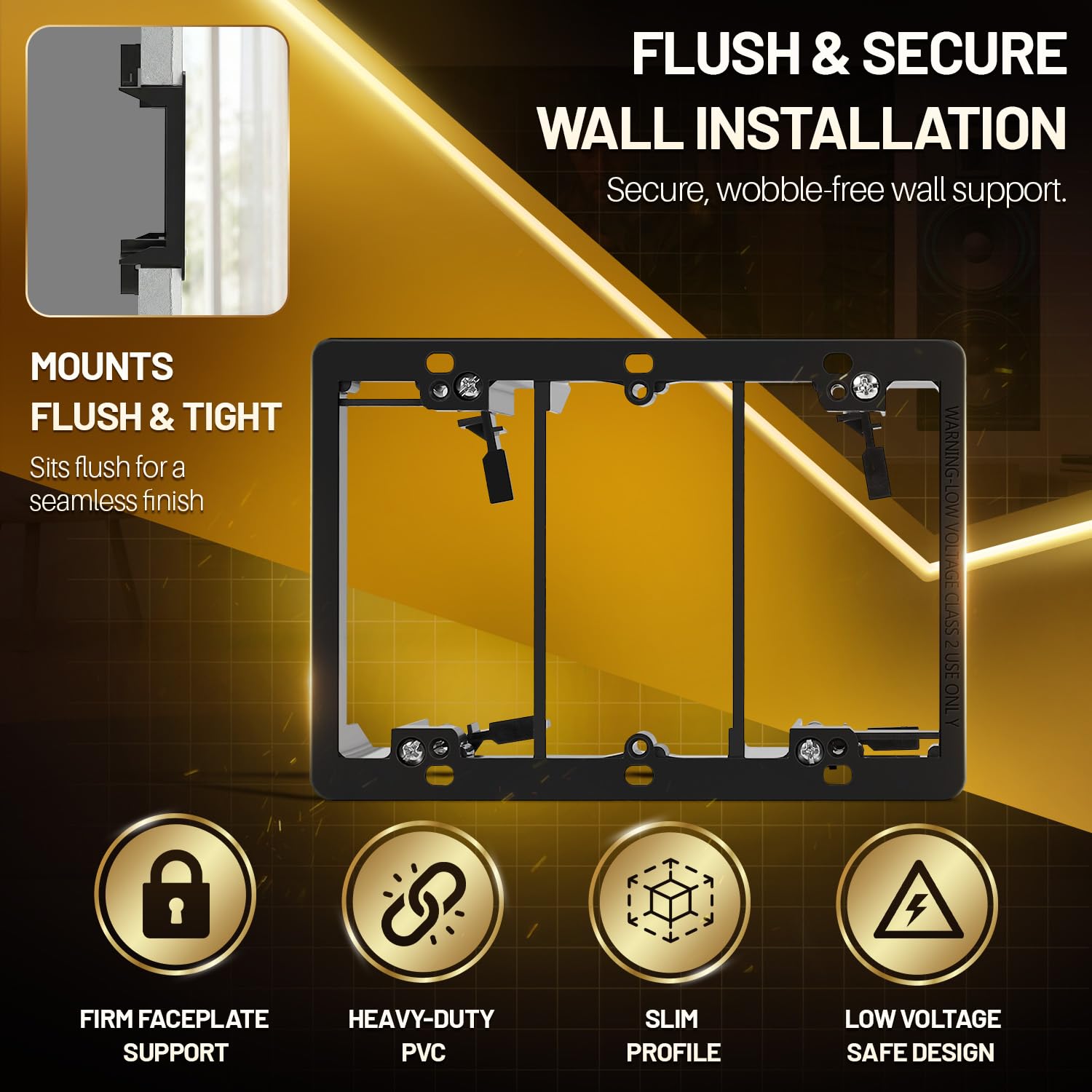TNP 1 Gang Low Voltage Mounting Bracket, Old Work Drywall Box, Black — Amazon image 3