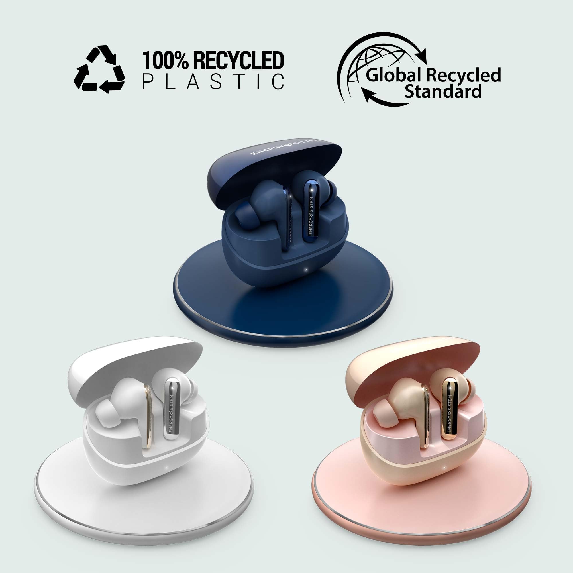 Energy Sistem Serenity ANC Ultra – Zestaw słuchawkowy Bluetooth z hybrydową redukcją szumów ANC do -35 dB, 25h baterii, ładowanie bezprzewodowe Qi, wodoodporność IPX4 i wykonane z tworzywa sztucznego