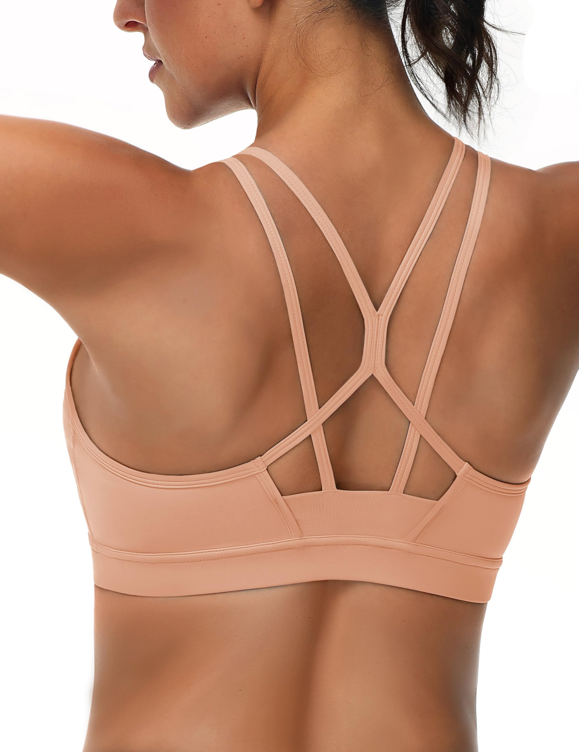 MAGCOMSEN Womens Strappy Sports Bra Padded Backless Sexy Low Impact Moisture-Wicking Wireless for Yoga Workout Fitness
