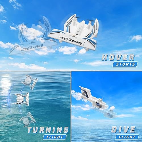 Miniatura 5 de fisca Avión de control remoto RC avión anfibio 2.4Ghz 3 canales espuma Drone RTF avión despegar de tierra y agua, con giroscopio y 2 baterías para