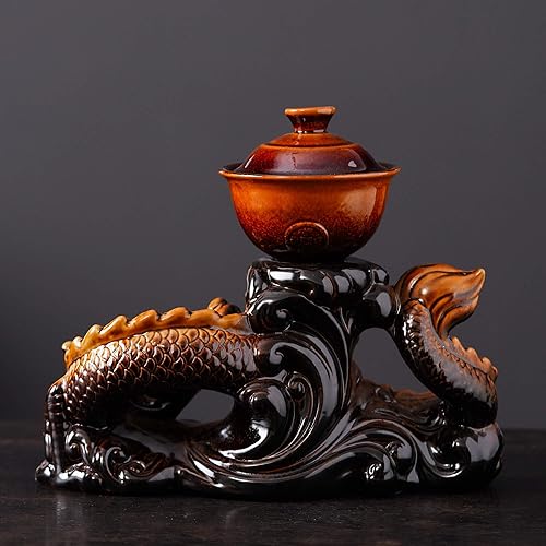 Miniatura 3 de Tetera de cerámica con 8 tazas (Dragón Amarillo-D)