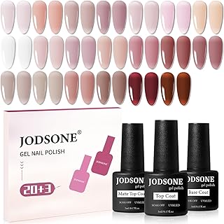 JODSONE 23PCS Gel Nail Polish Set 20 translucent Jelly Color Natural and Elegant Long Lasting Suitable for Home and Salon