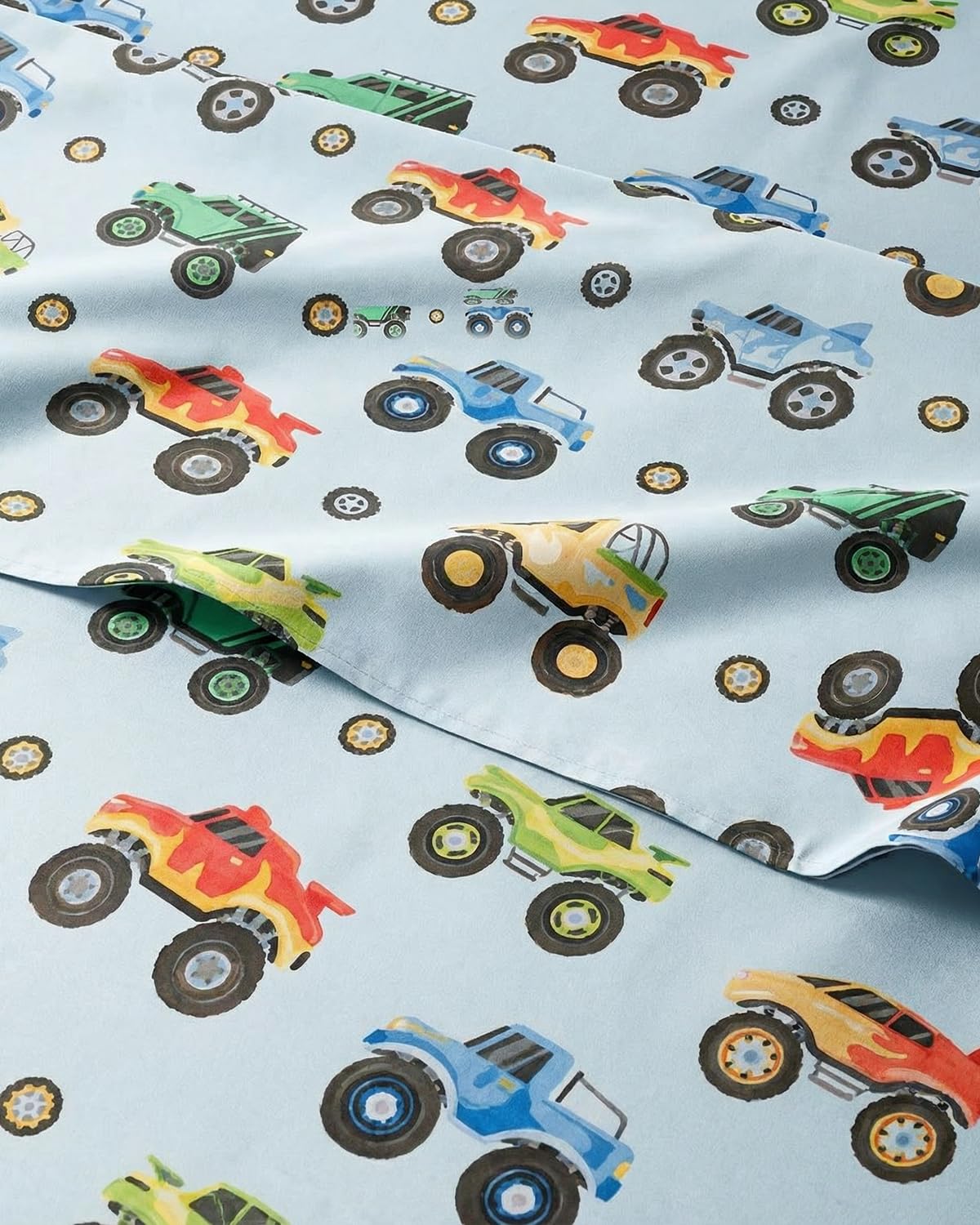 Kids Twin Monster Cars Bed Sheets - 3 Piece Kids Monster Cars Sheet Set