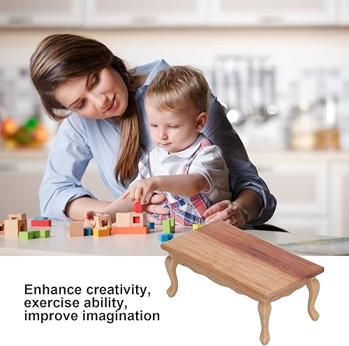 Miniatura 2 de Mesa de té en miniatura para casa de muñecas, 112, mesa de centro de madera para sala de estar, modelo de muebles en miniatura