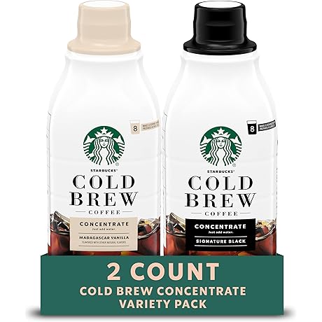Starbucks Coffee Creamer, Cold Brew Coffee Concentrate, Signature Black and Naturally Flavored Madagascar Vanilla, Multi-Serve