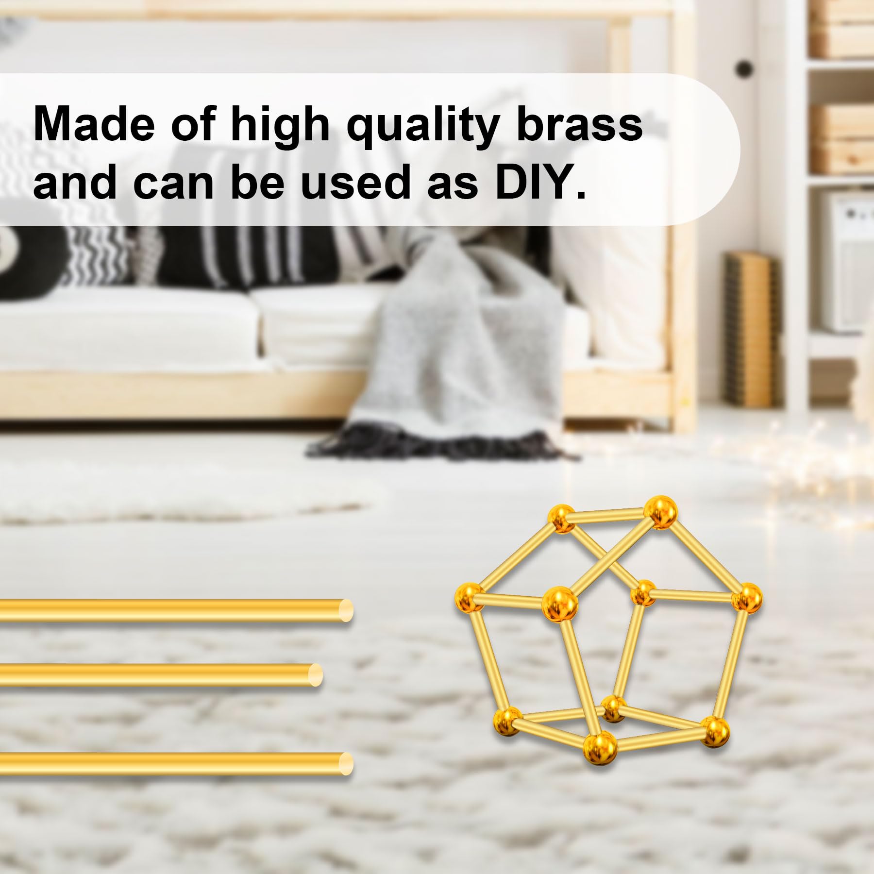 QUARKZMAN 4 Stück Messingstangen 6,5mm - 9 Zoll (224mm) Rundstäbe | Für Messergriffe & DIY Handwerk