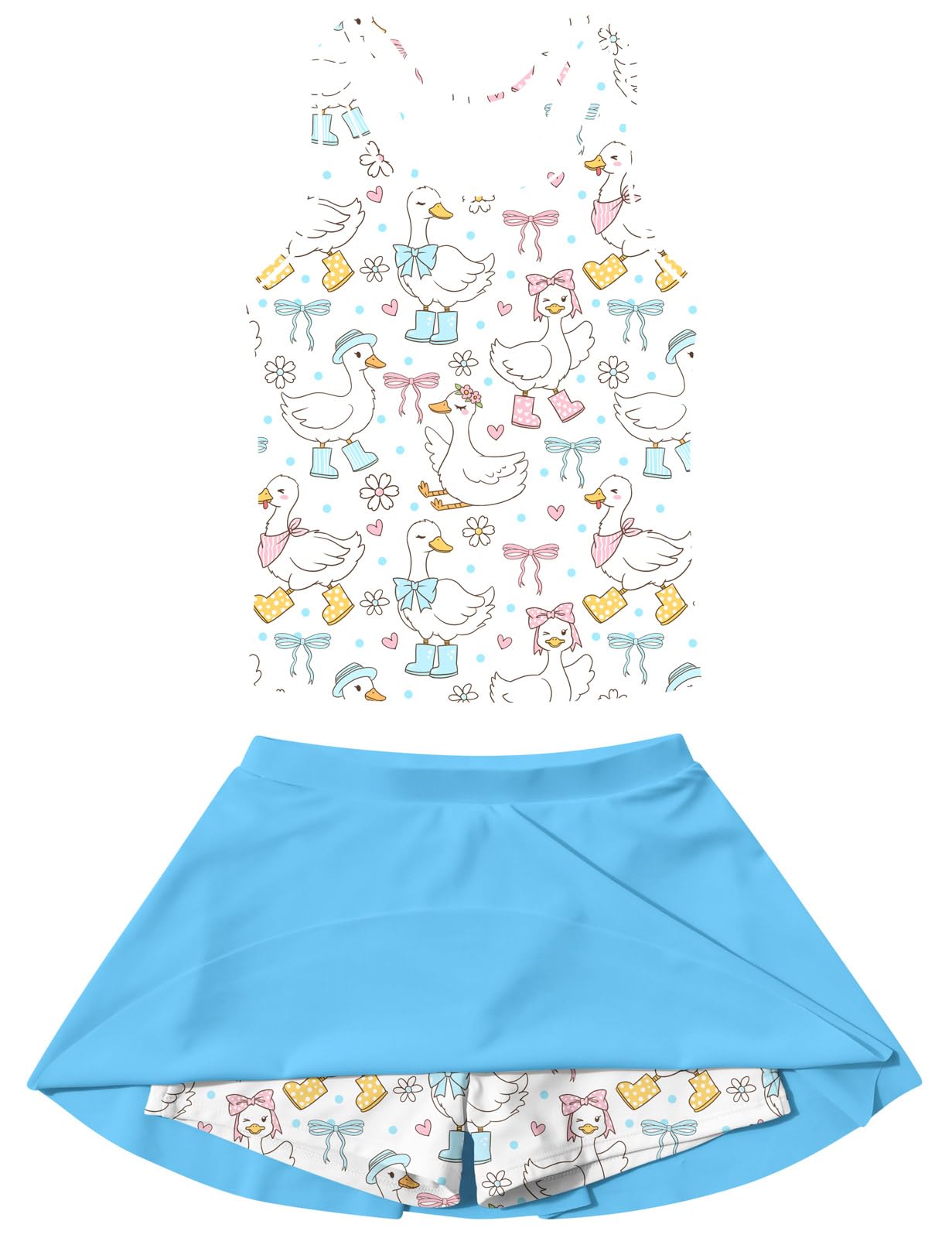 Vogseek 4-9T Girls 2-Piece Bathing Suit Sleeveless Swimsuit Tankini Sets with Shorts Skirt Swimwear