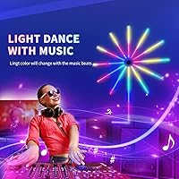 Vista 8 de GEYUEYA Home Fireworks LED Strip Lights, 11.81" Smart RGB Dreamcolor Firework Lights with RemoteAPP Control, 258 LEDs Color Changing Chasing Effect
