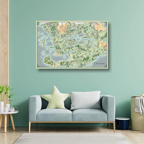Miniatura 10 de Faerun - Póster de mapa de juegos Forgotten Realms - Póster en lienzo para pared, impresión de regalo, pintura de arte, decoración del hogar,