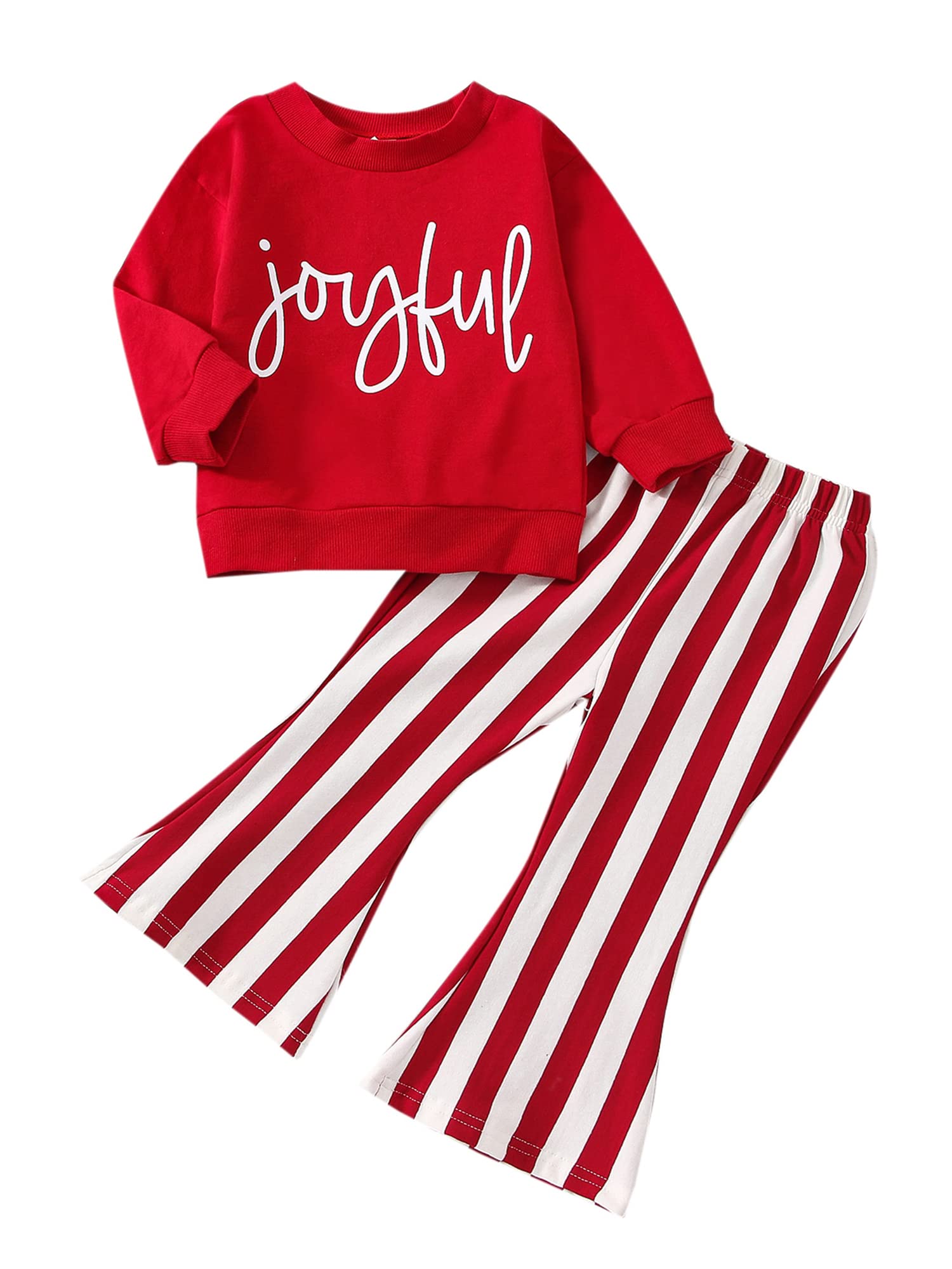ZZLBUF Toddler Baby Girl Fall Winter Clothes Letter Print Long Sleeve Sweatshirt Pullover Tops Flare Pants Outfits