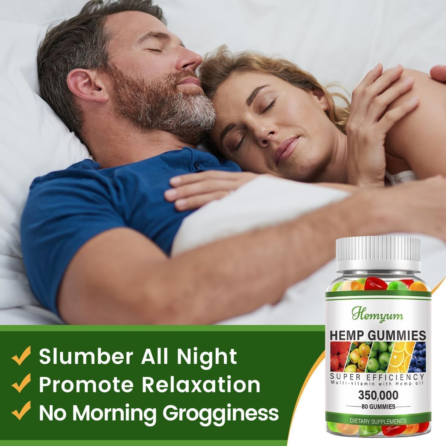Hemp Gummies 2 Packs - High Potency Pure Organic Supplement - with Natural Hemp Oil Extract Gummy Edibles Vegan, Non-GMO for Sleep,Pain,Anxiety