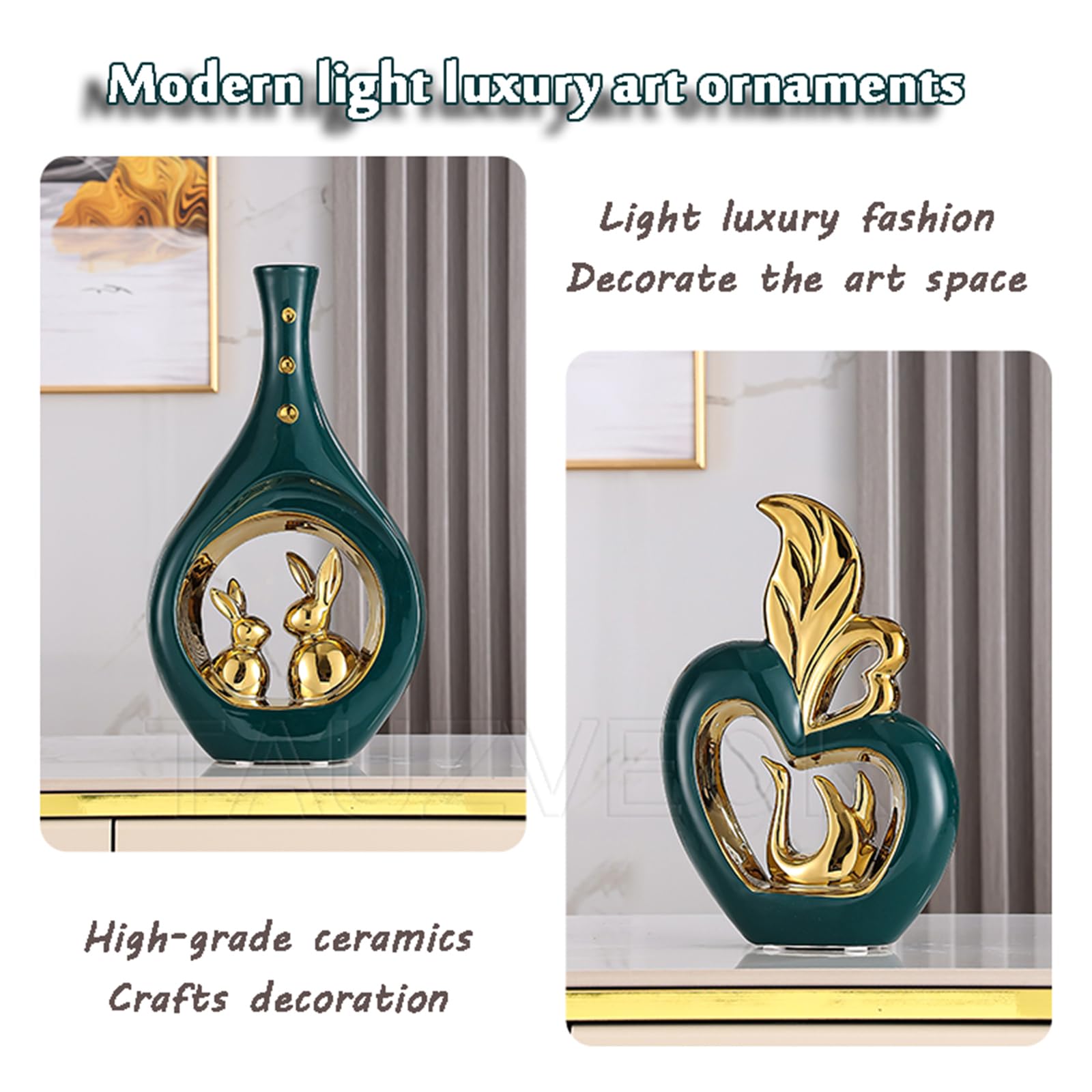 Scultura Astratta Decorativa In Resina - Oro, Per Soggiorno, Camera Da Letto, Moderna - Foto 9