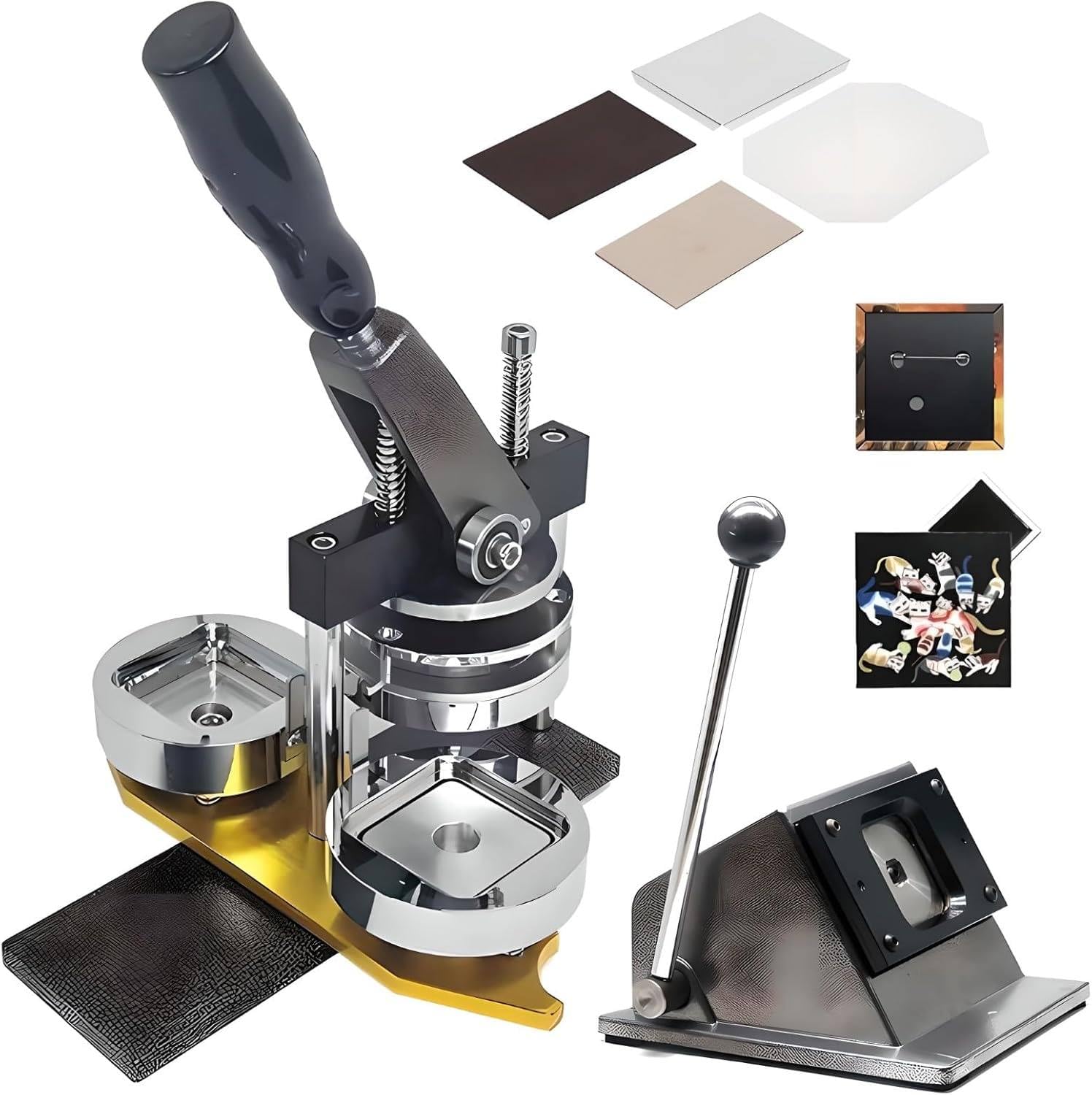 JYBNBBE Badge Maker Machine, Fridge Magnet Button Making Kit with Paper Cutter and 100 Sets of Consumables, Button Maker for Crafting and DIY Projects