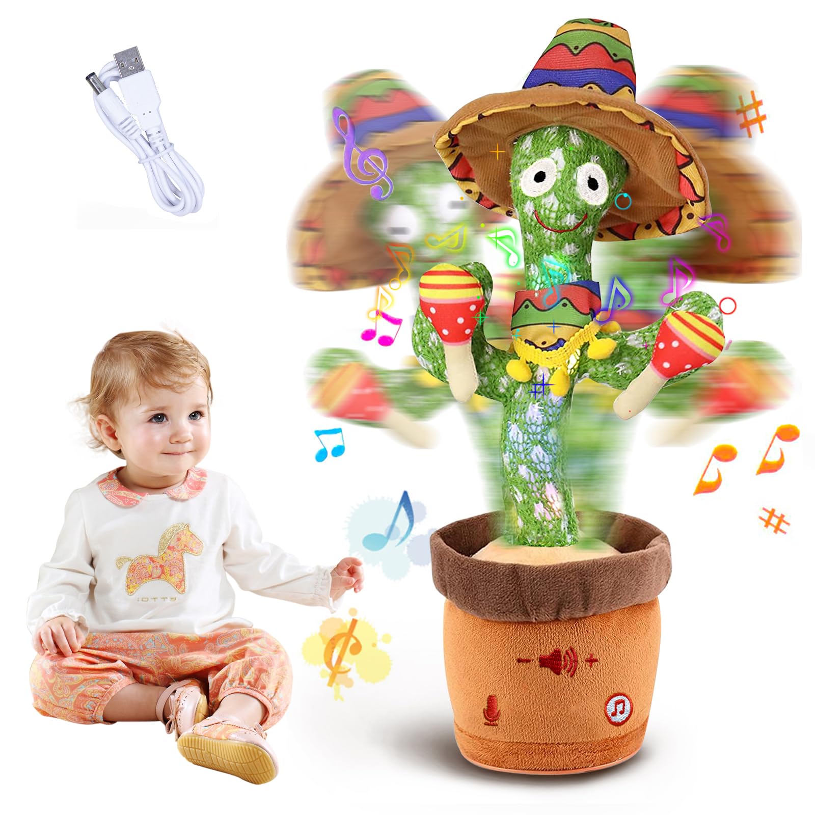 alking CactusToySinging, Talking, 120 Lieder and Dancing Cactus ToySinging Cactus Toys Repeating What You Say Toy gift for children - Your Interactive Entertainment Companion (sand hammer cactus)