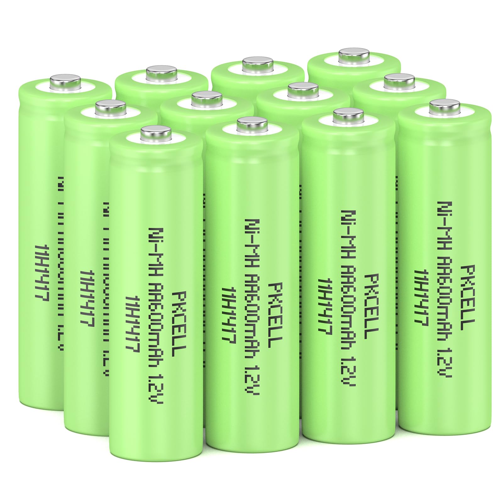 PKCELL AA Wiederaufladbar Akku Batterien NIMH 1,2V 600mAh für Solarlampen,Spielzeug,12 Stück