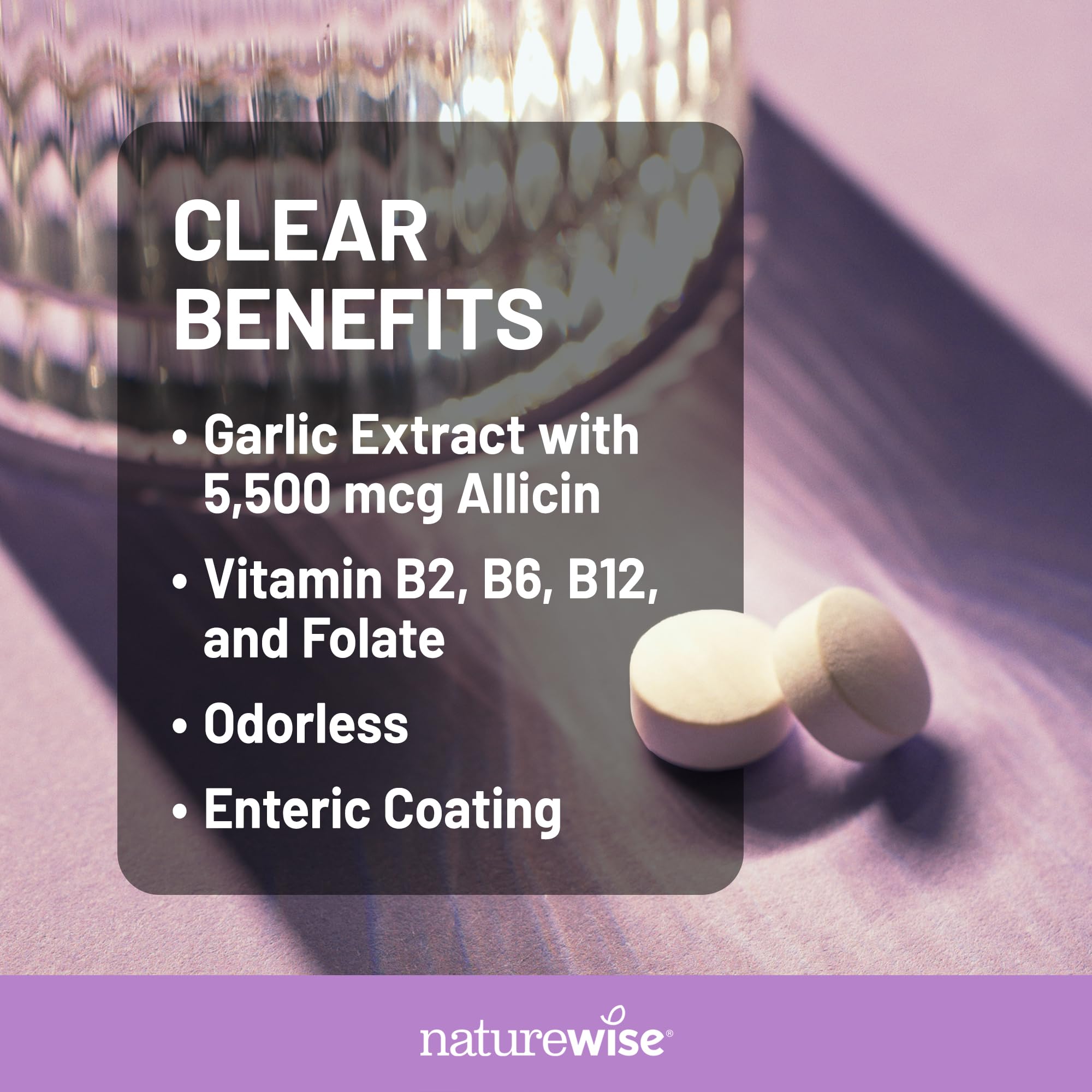 NatureWise Garlic Extract 5500mcg Allicin Supplement, 60 Vegan Tablets — Amazon image 3