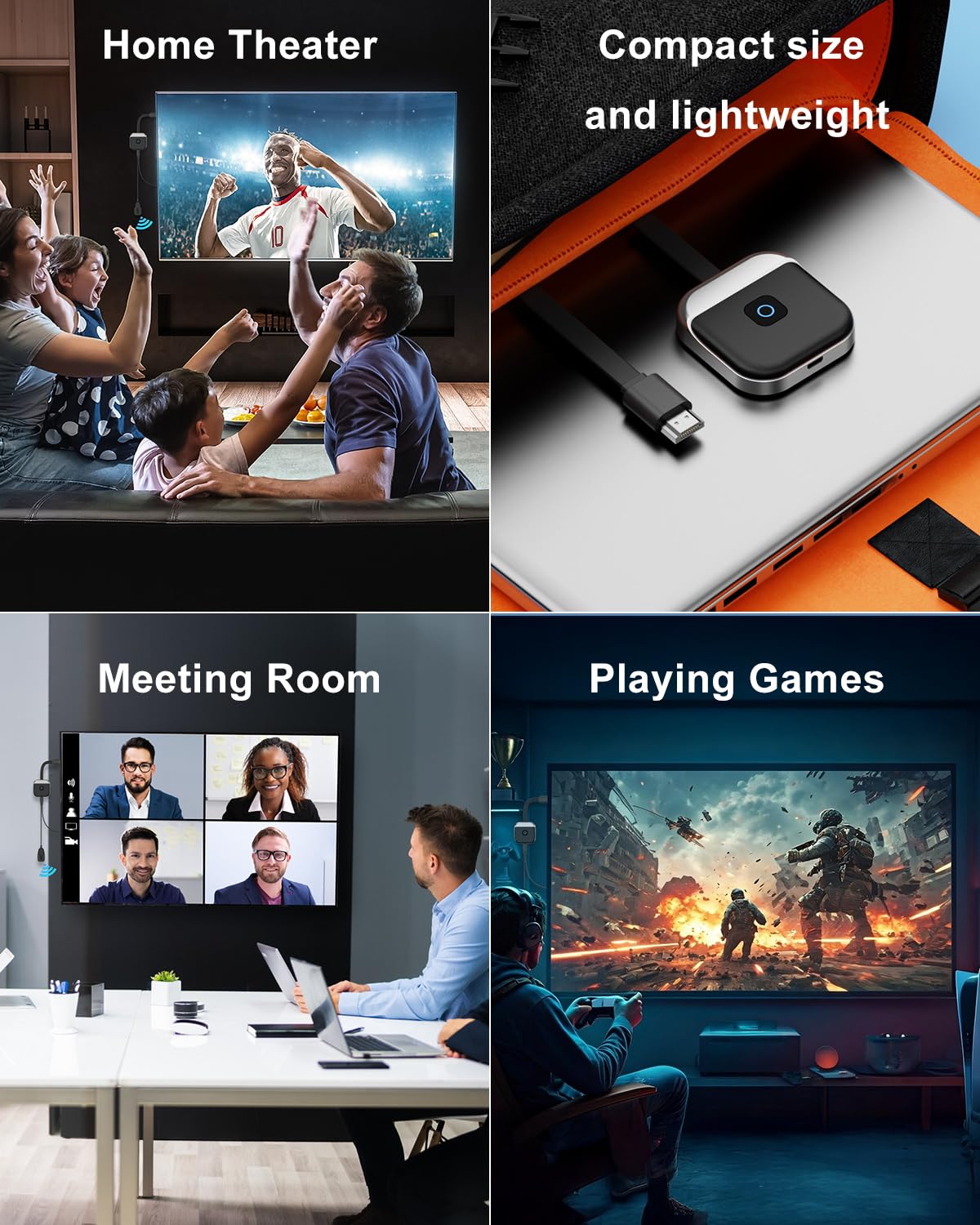 4K Wireless HDMI Dongle, Ricevitore HDMI Wireless, 2.4G/5GHz Screen Mirroring Display Wireless Adattatore per Android/iOS/Windows/Miracast/Google/Chromecast/TV/Monitor/Proiettore/Video Streaming