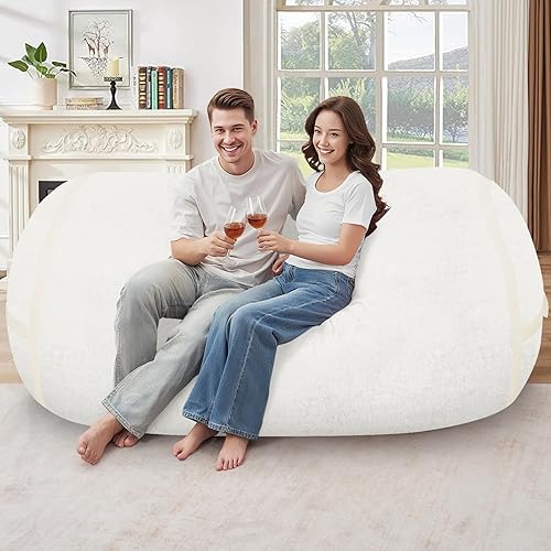 Miniatura 189 de HABUTWAY Puf gigante de 2 pies para adultos, con relleno de espuma viscoelástica, puf grande con funda de terciopelo holandés extraíble para sala de