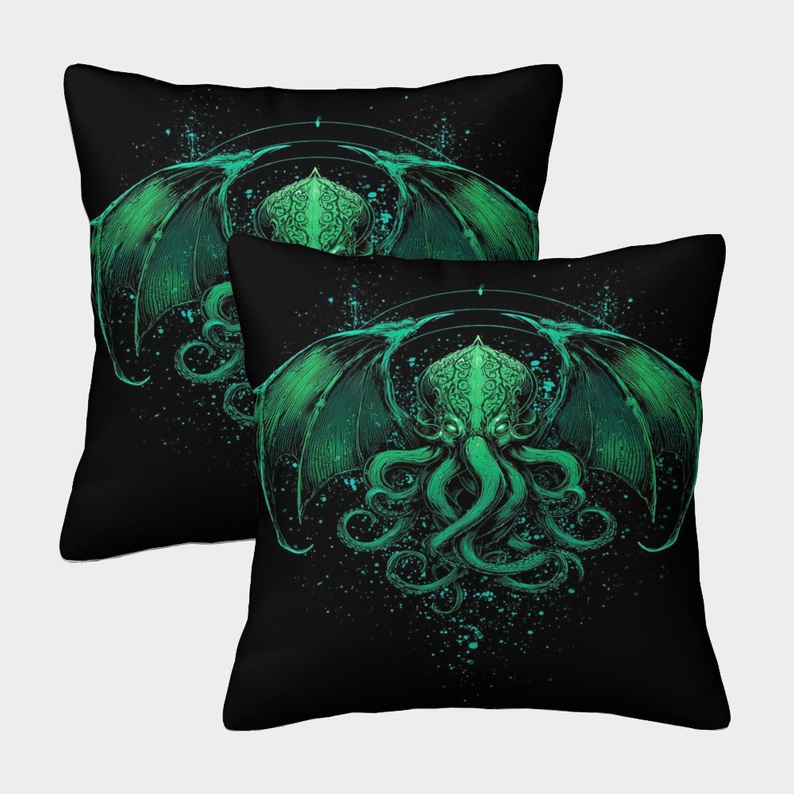 HWEICOIN 3D Printed Cthulhu Throw Pillow Covers Dinosaurs Square Cushion Cover Garden Cushion Super Soft Pack of 2 for Sofa Couch Bed 50x50cm