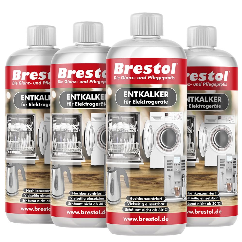 BRESTOL® ENTKALKER 4x1000ml Konzentrat - Entkalkungsmittel für Elektrogeräte - Kaffeevollautomaten Filterkaffeemaschinen Kapselkaffeemaschinen Wasserkocher Spülmaschinen Waschmaschinen Bügeleisen uvm.