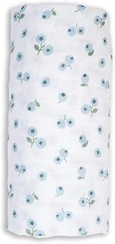 Lulujo Baby Swaddle Blanket Unisex Softest 100% Cotton Muslin Swaddle Blanket Neutral Receiving Blanket for Girls & Boys| 40in x 40in| Baby Gift| Blueberies