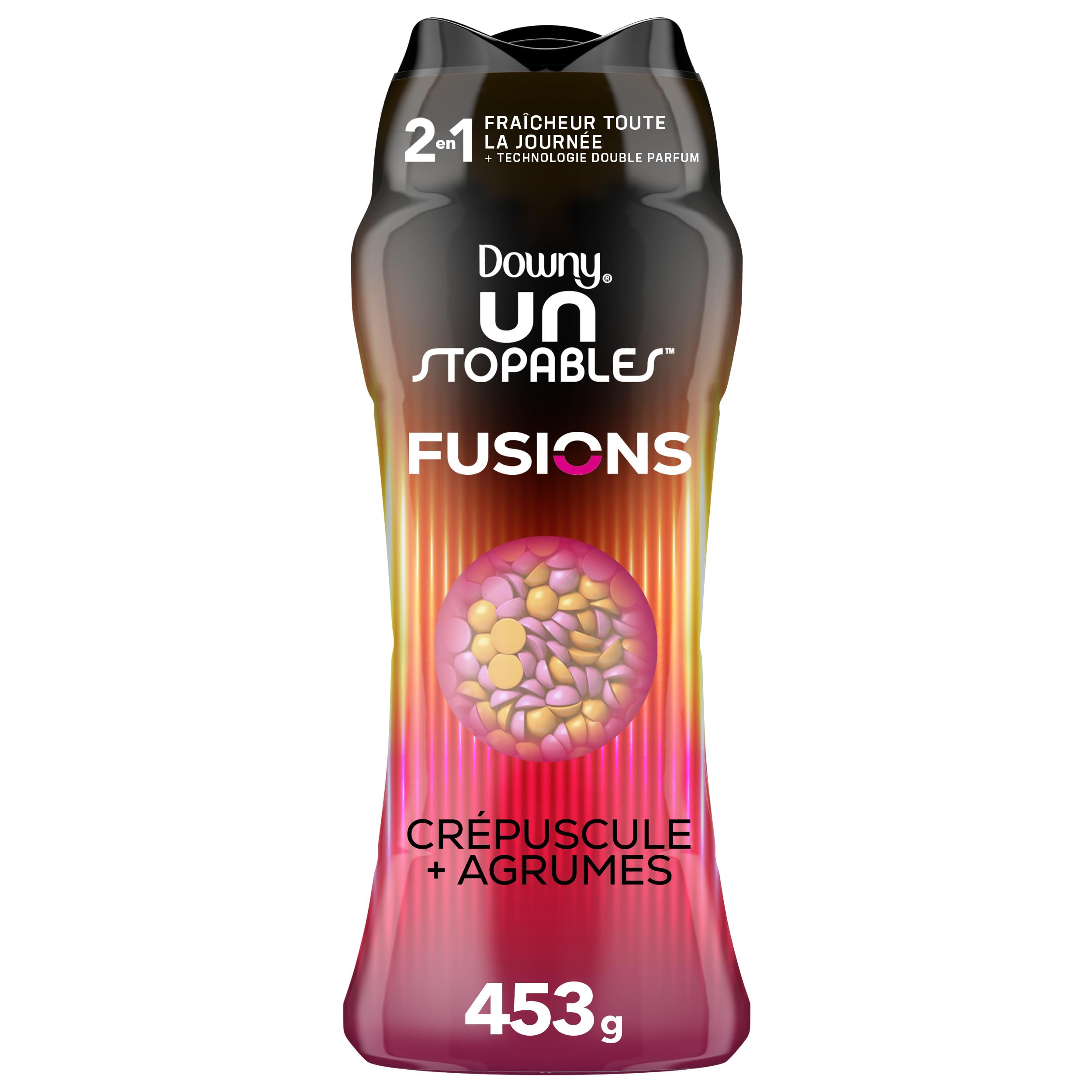 Downy Unstopables Fusions In-Wash Laundry Scent Booster Beads Sunset & Citrus Scent 2-in-1 All Day Freshness + Dual Scent Technology, 453g
