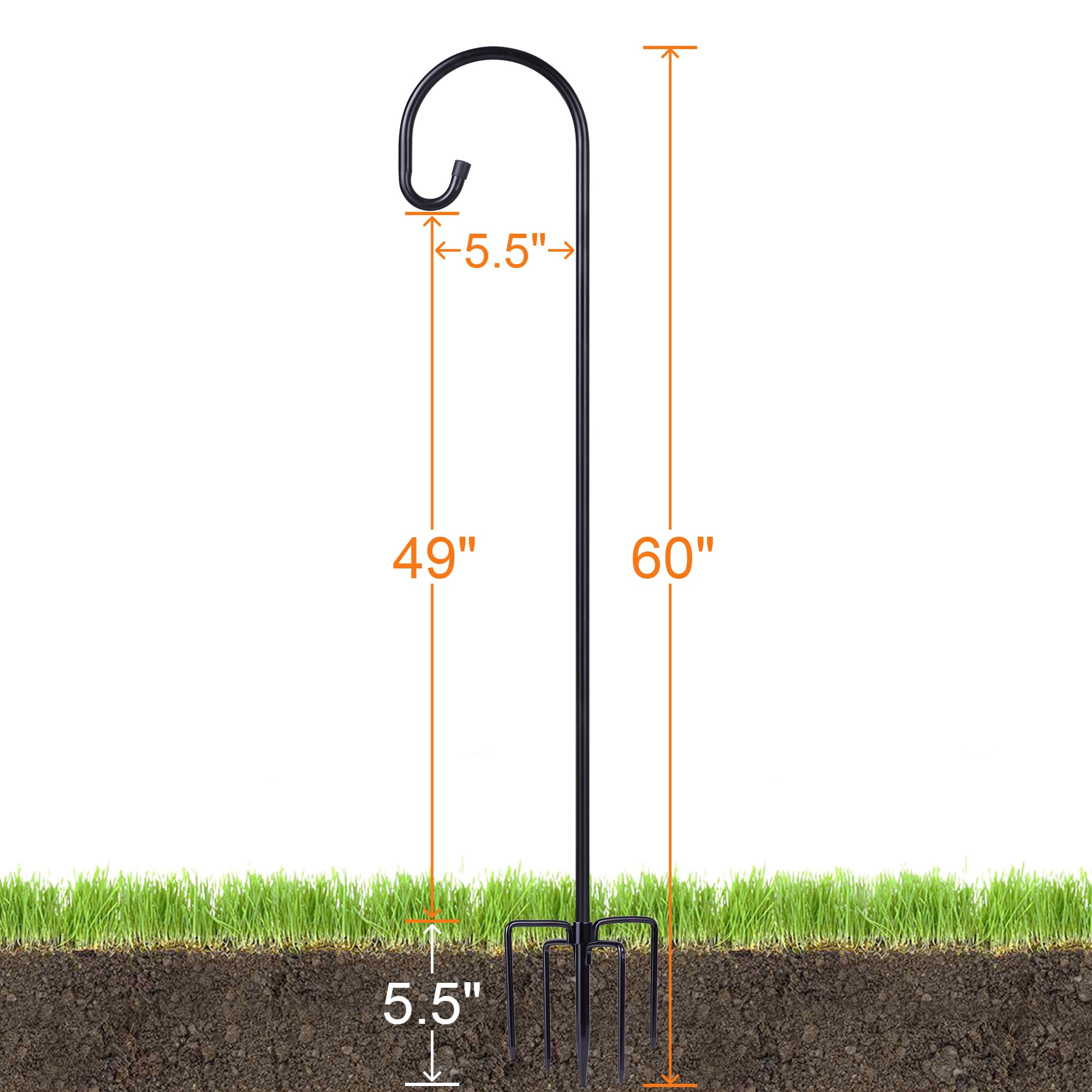 UNHO 2-Pack 96 Inch Bird Feeder Pole & Pathway Lantern Plant Light Hanger – Shepherd Hook, Iron