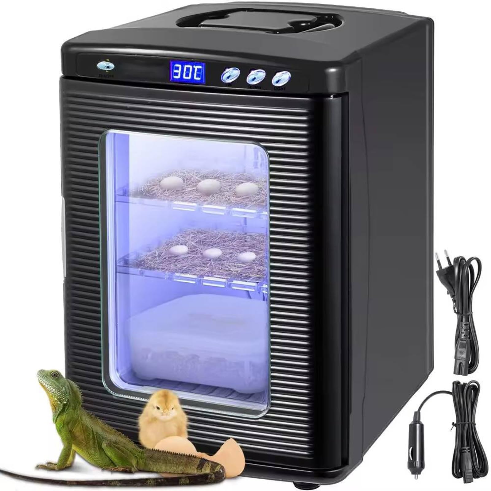 Incubadora de huevos de reptiles de 25 litros con termostato digital, calefacción y refrigeración de 5 ° C-60 °C para cuidado de lagartos, tortugas, serpientes y camaleones