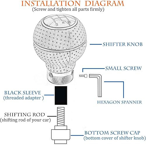 Miniatura 8 de Pomo de palanca de cambios de 5 velocidades, pomo de palanca de cambios de aluminio cubierto de cuero para la mayoría de transmisiones manuales,