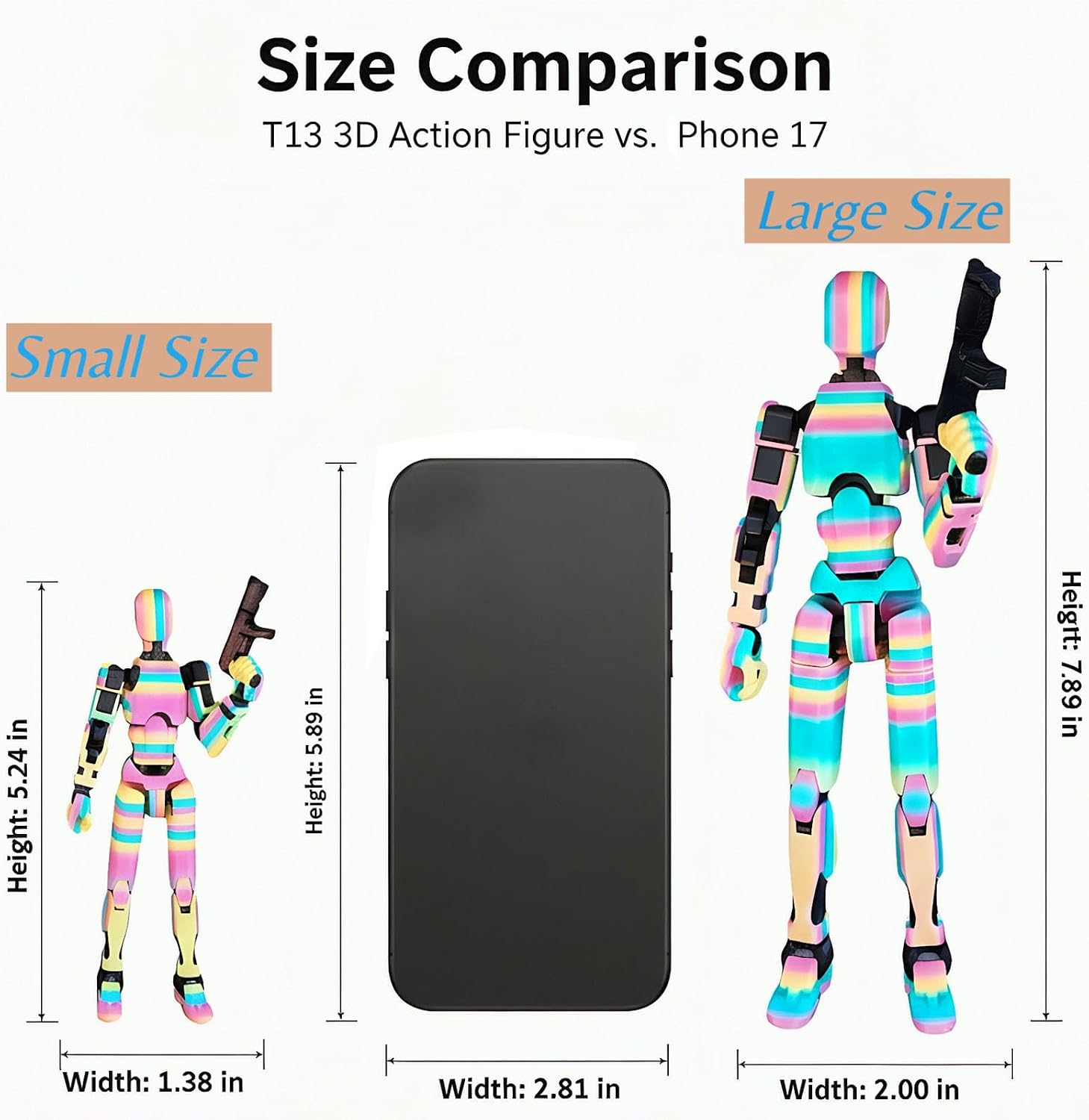 T13 3D Action Figure, 7.8 Inches Titan 13 3D Printed Action Figure with Dog Set & Weapons, Multi-Jointed Movable Collectible Toy, Colorful, Assembly Completed
