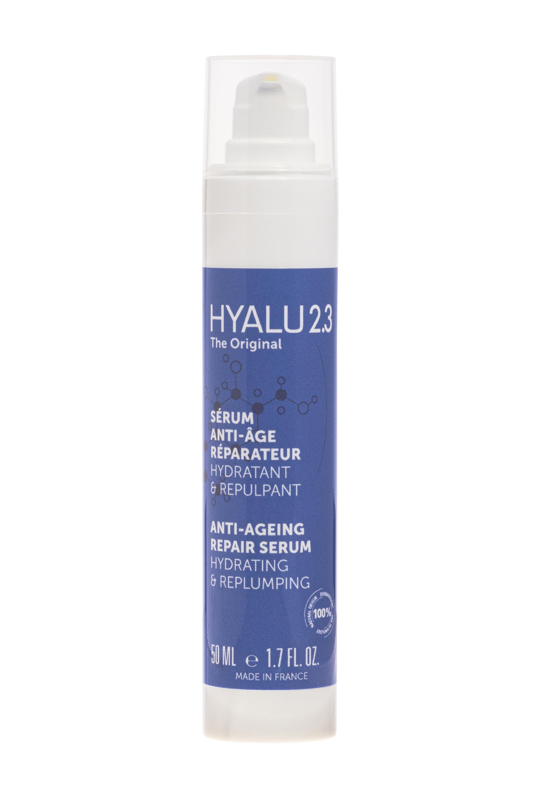 Hyalu 2.3 Repair Anti-Aging Serum feuchtigkeitsspendend & auffüllend | Hydratisierungs-Booster | Anti-Falten & Straffend | Patentierter Komplex (Hyaluronsäure + AHA+Glycerin) | 100% natürlich